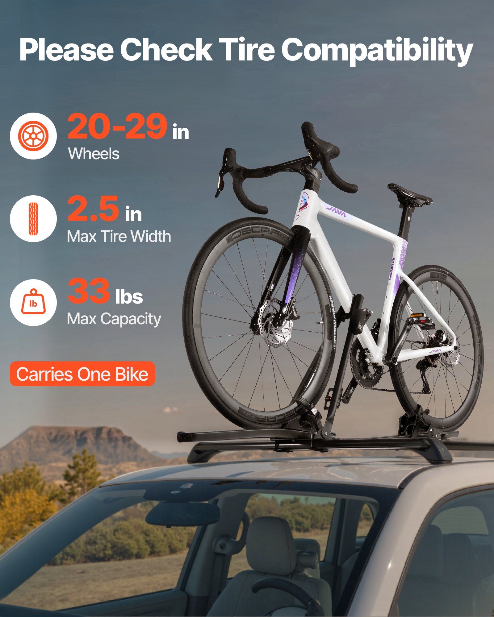Roof Bike Rack, 15 kg Capacity, Upright Roof Mount Bicycle Rack with Secure Locking System for Most Standard Crossbars, Aluminum Upright Rooftop Bike Rack, 1 Bike Carrier for Car SUV, Black - Image 3