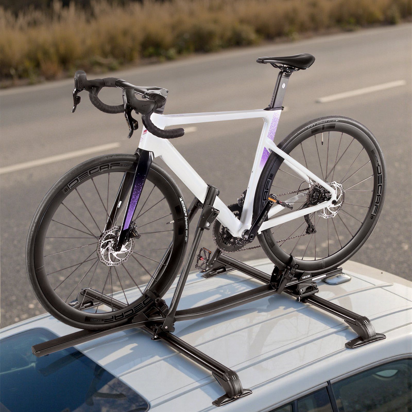 Roof Bike Rack, 15 kg Capacity, Upright Roof Mount Bicycle Rack with Secure Locking System for Most Standard Crossbars, Aluminum Upright Rooftop Bike Rack, 1 Bike Carrier for Car SUV, Black - Image 8