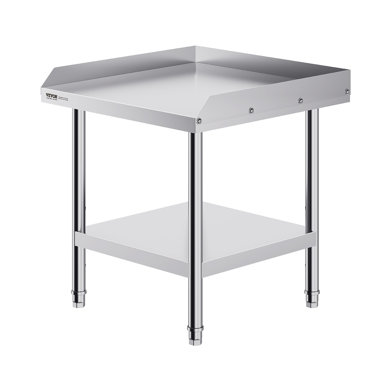 Stainless Steel Work Table, 24 x 24 x 26 Inch Commercial Food Prep Worktable, 3-Sided Backsplash Heavy Duty Prep Worktable, Metal Work Table with Adjustable Height for Restaurant Home Hotel - Image 1