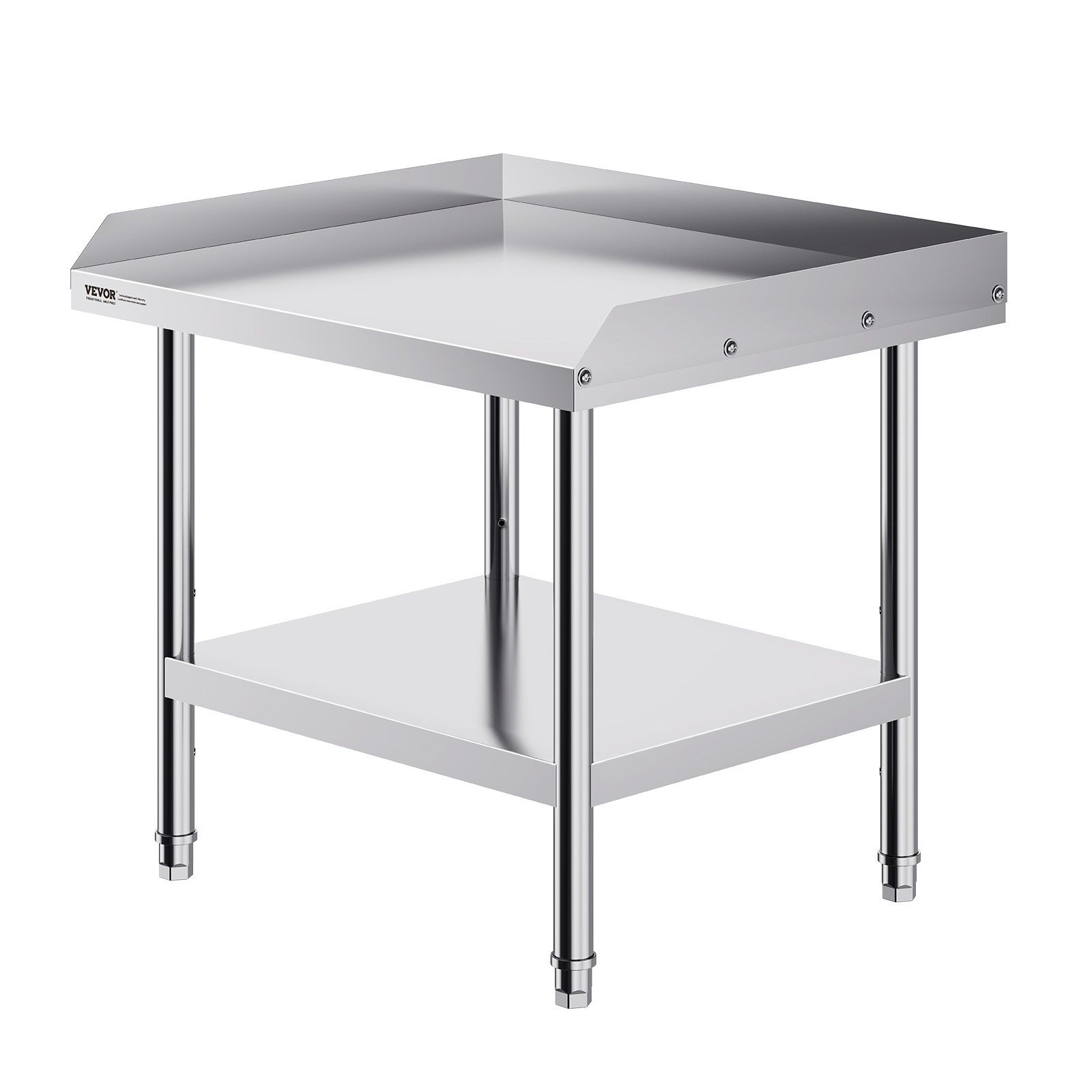 Stainless Steel Work Table, 24 x 28 x 26 Inch Commercial Food Prep Worktable, 3-Sided Backsplash Heavy Duty Prep Worktable, Metal Work Table with Adjustable Height for Restaurant Home Hotel - Image 1