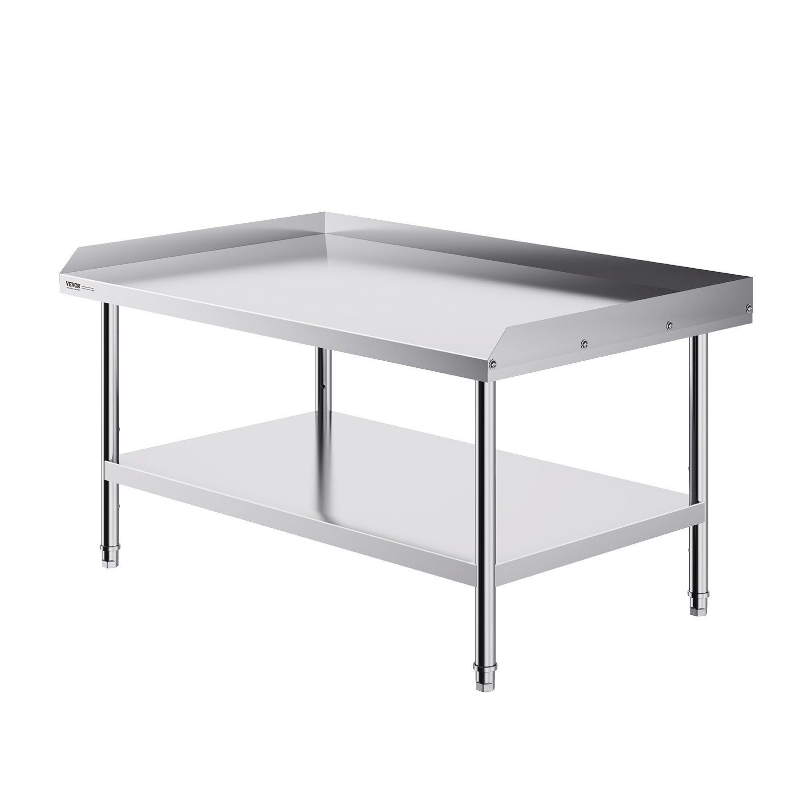 Stainless Steel Work Table, 762 x 1219 x 660 mm Commercial Food Prep Worktable, 3-Sided Backsplash Heavy Duty Prep Worktable, Metal Work Table with Adjustable Height for Restaurant Home Hotel - Image 1