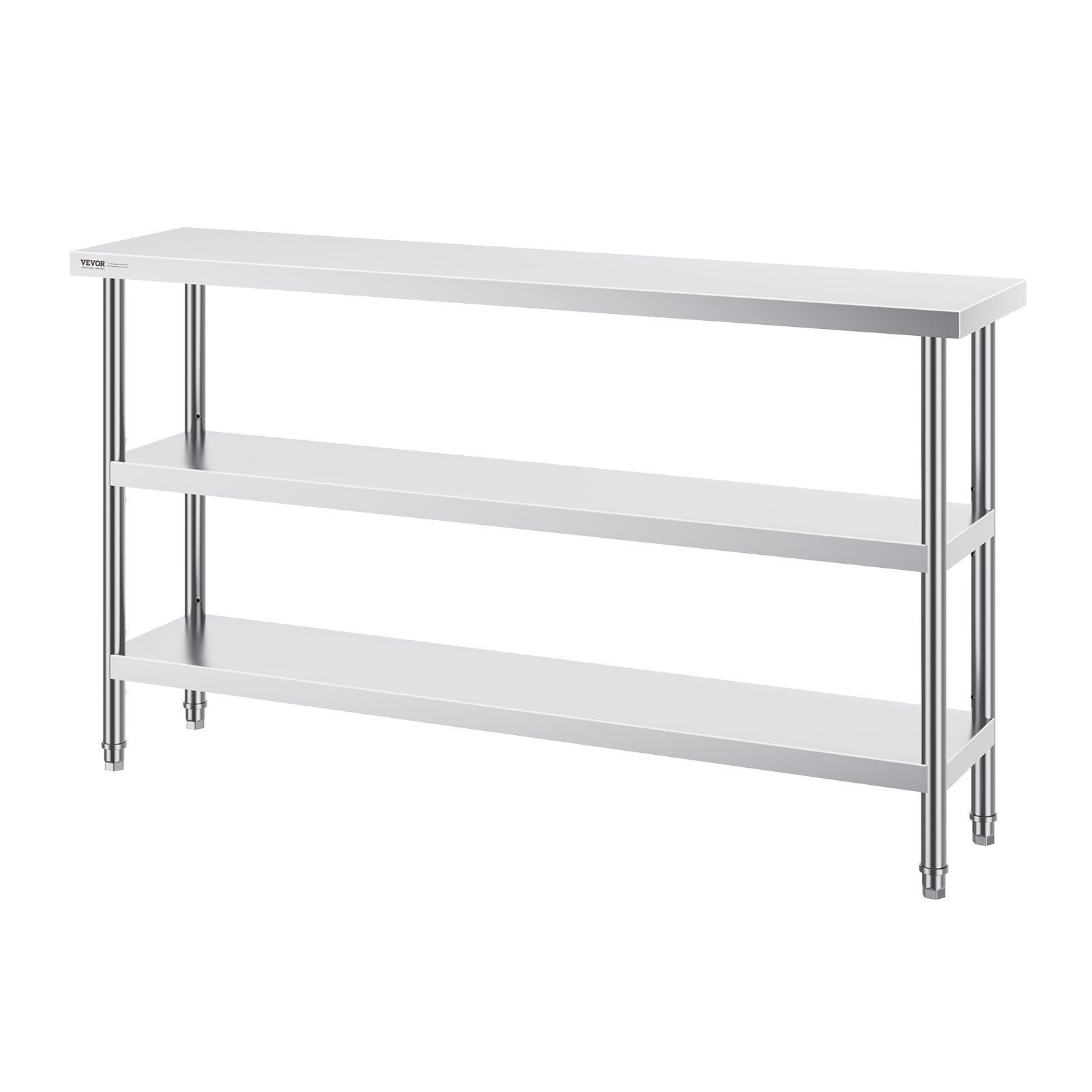 Stainless Steel Food Prep Table, 356 x 1524 x 864 mm Commercial Kitchen Worktable, with 2 Adjustable Undershelf, Heavy Duty Prep Table Metal Work Table for BBQ, Kitchen, Home, and Garage - Image 1