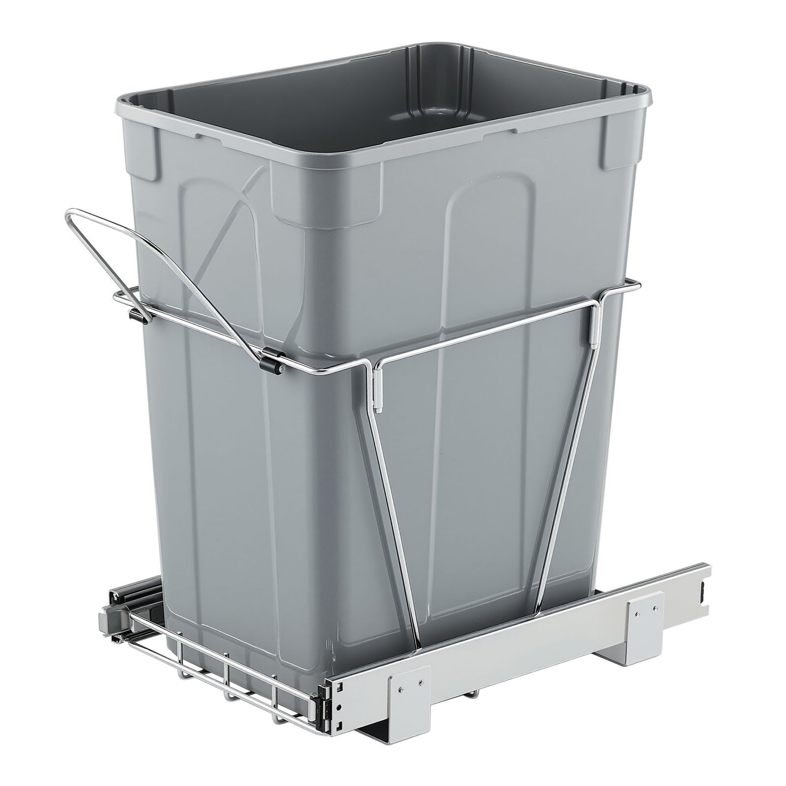Pullout Trash Can for Kitchen Cabinets, Garbage Waste Recycling Bin, Under Mount Waste Container, with Heavy Duty Metal Full Extension Sliding System and Handle, for Sink, Under Counter - Image 1