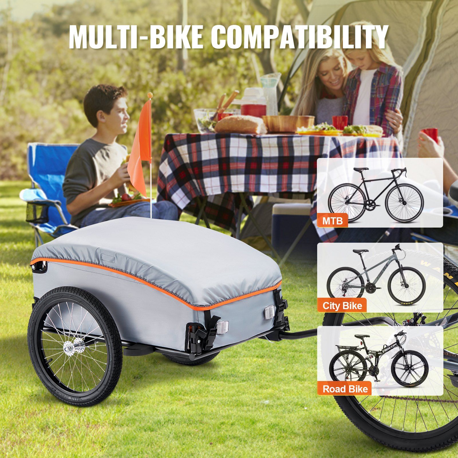 Bike Cargo Trailer, 88/100/160 lbs Load Capacity, Heavy-Duty Bicycle Wagon Cart, Foldable Compact Storage with Universal Hitch - Image 6