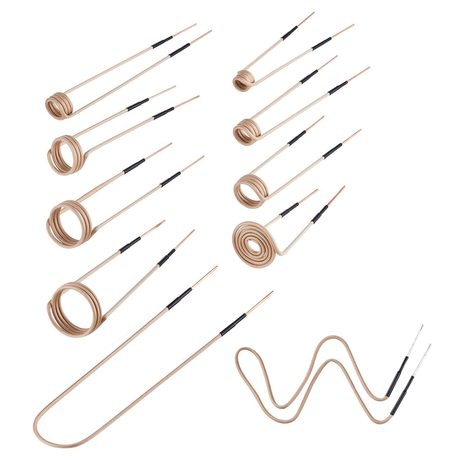 10Pcs Magnetic Induction Heater Coil, Inductor Heat Accessories, Mini Heater Coil Kit with Flexibility and Long Lifespan, for Removing Rusty Bolts and Nuts, 8 Coils + 1 U-Shaped + 1 Free Forming - Image 1