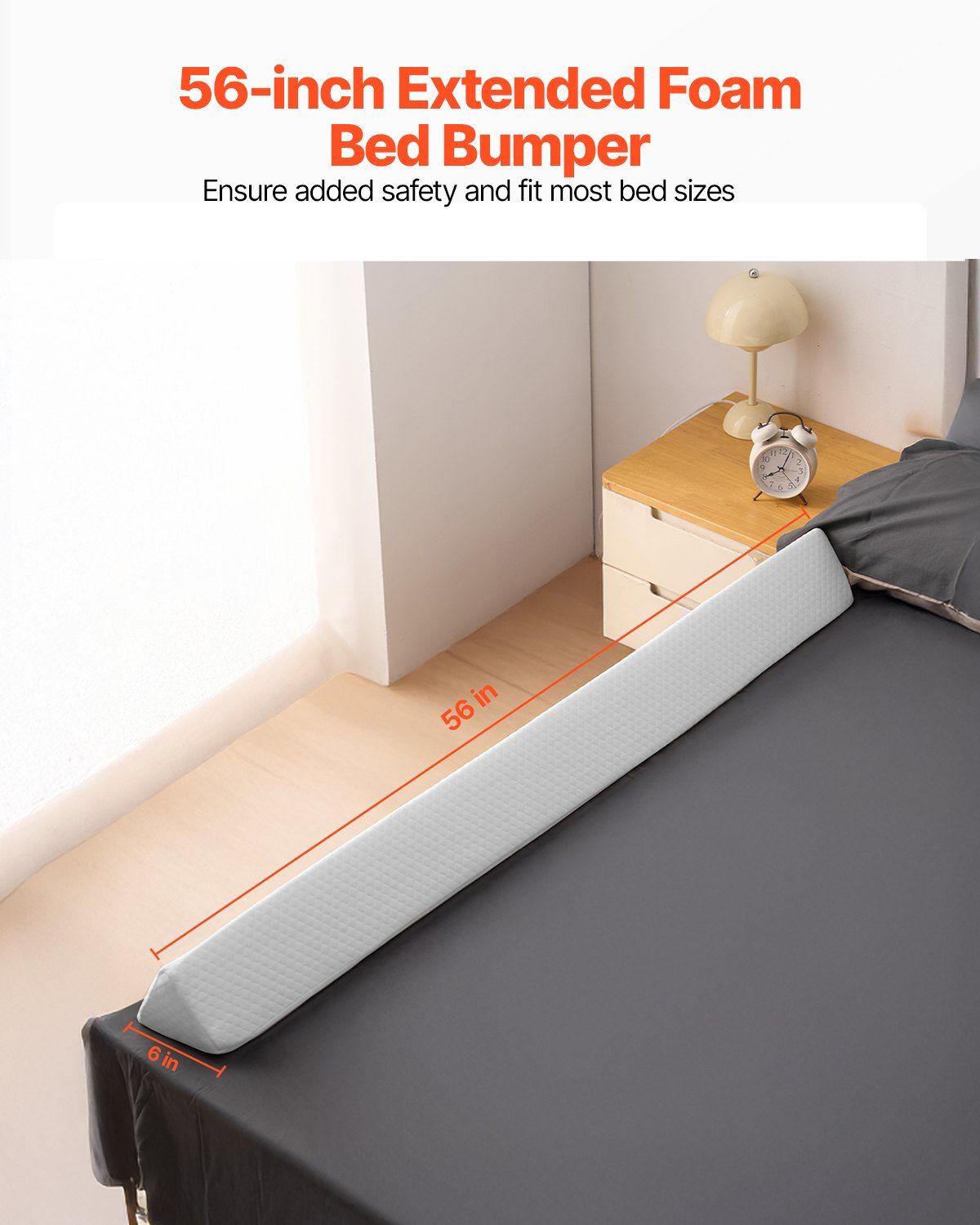 Toddlers Bed Bumper, 56-inch Non-Slip Bed Rail Bumper, High-Rebound Foam Bedrail Guard for Toddlers with Machine-Washable Cover for Twin, Full, Queen & King Beds, Lightweight and Travel-Friendly - Image 2