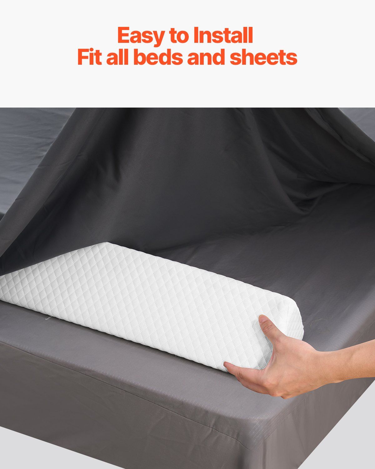 Toddlers Bed Bumper, 56-inch Non-Slip Bed Rail Bumper, High-Rebound Foam Bedrail Guard for Toddlers with Machine-Washable Cover for Twin, Full, Queen & King Beds, Lightweight and Travel-Friendly - Image 4