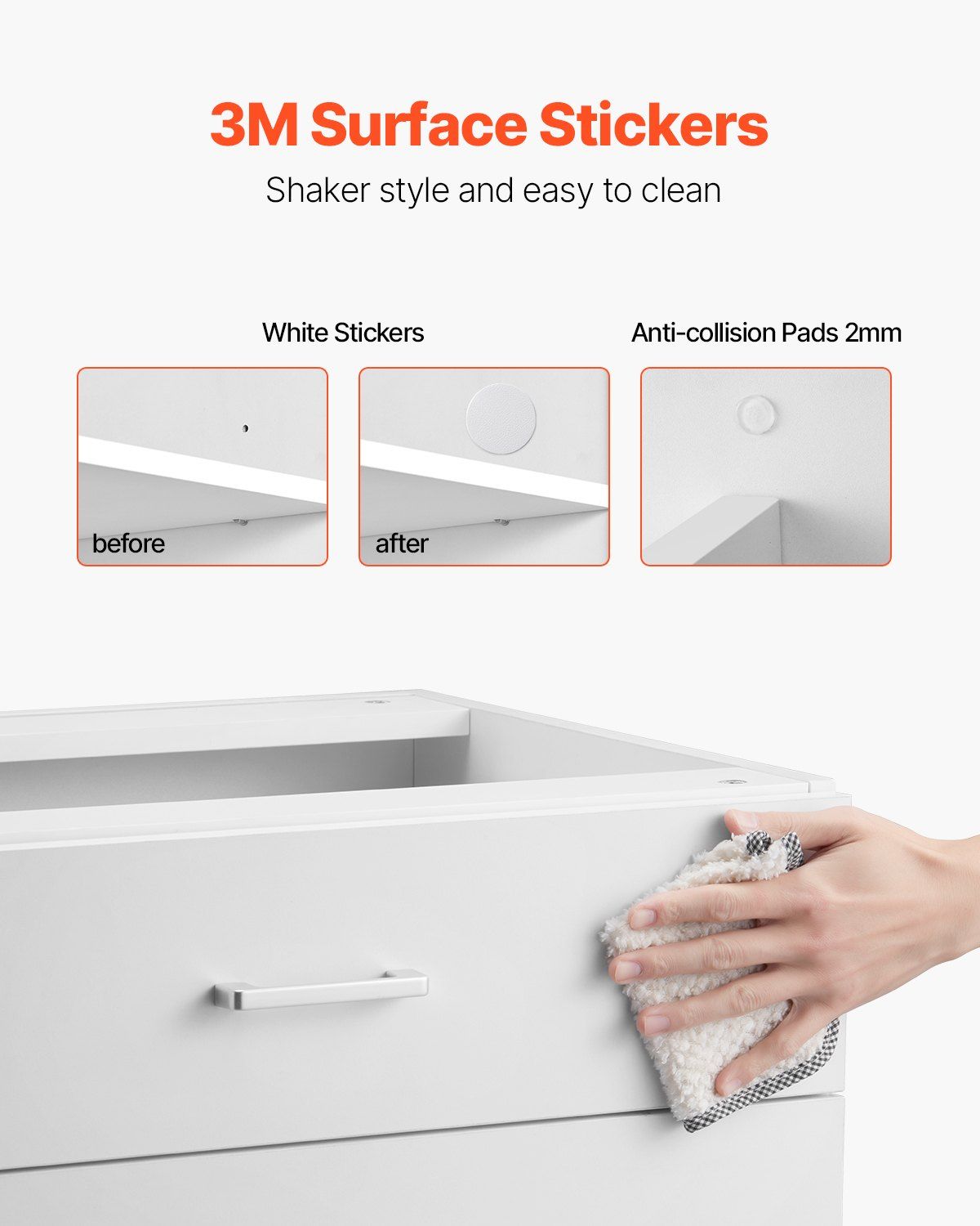 White Shaker Base Cabinet with 3 Drawers, 60 cm Unassembled Drawer Base Cabinet, 60 W x 48 D x 82 H Ready to Assemble Cabinet with Soft-Close Drawer Slides, for Home Office - Image 4