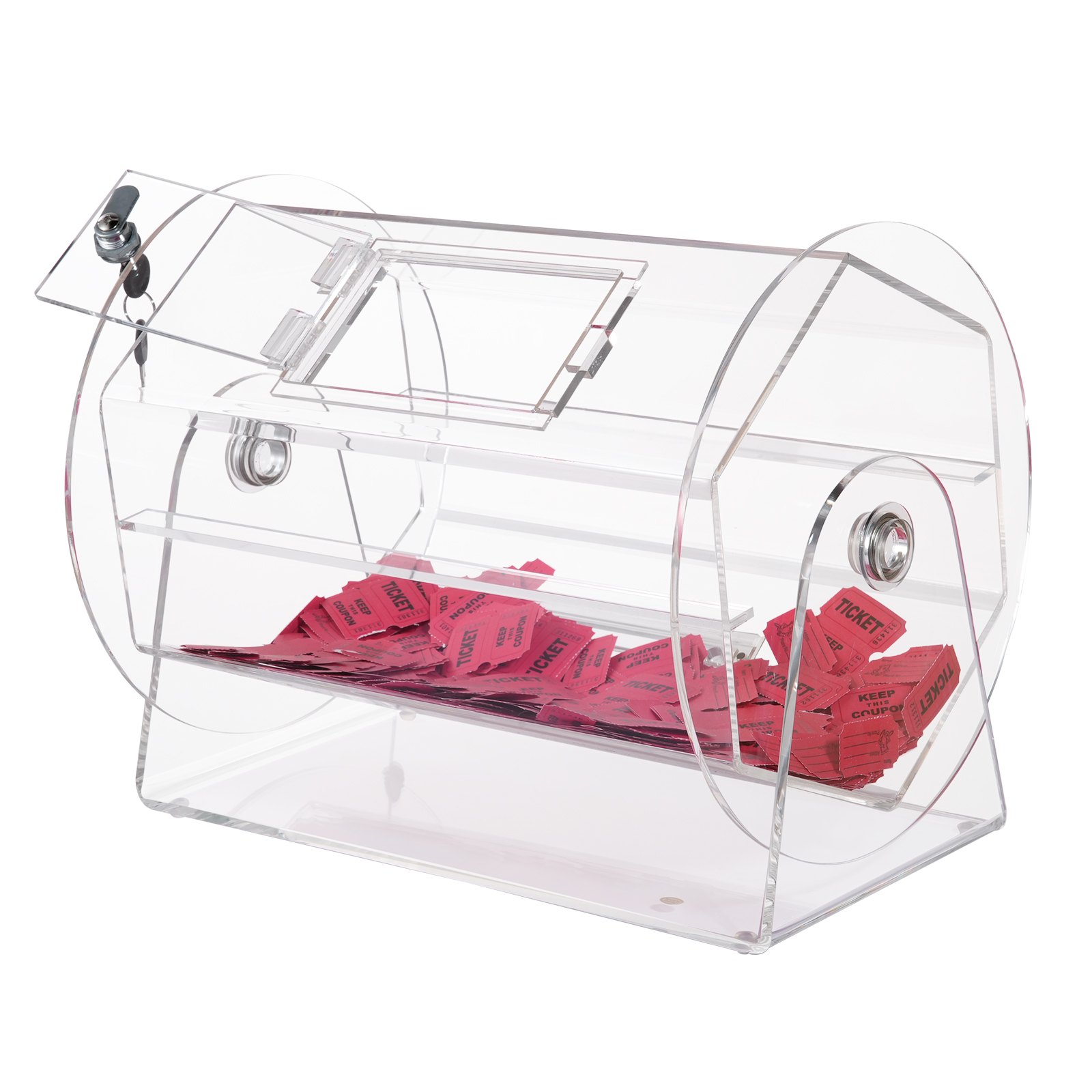 Acrylic Raffle Drum, Holds 5000 Tickets or 200 Raffle Balls, Professional Raffle Ticket Spinning Cage with 2 Keys, Transparent Lottery Spinning Drawing, Raffle Ticket Box for Lottery Games Bingo - Image 1