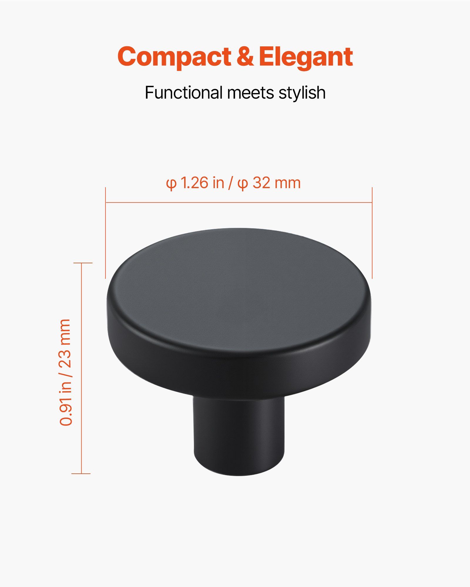 Cabinet Knobs, 10 Pack, 32 mm Black Zinc Alloy Drawer Pulls & Door Handles, Mushroom Kitchen Solid Knobs Dresser Handles, Cupboard Hardware with Screws for Bathroom Closet Cabinets and Drawers - Image 2