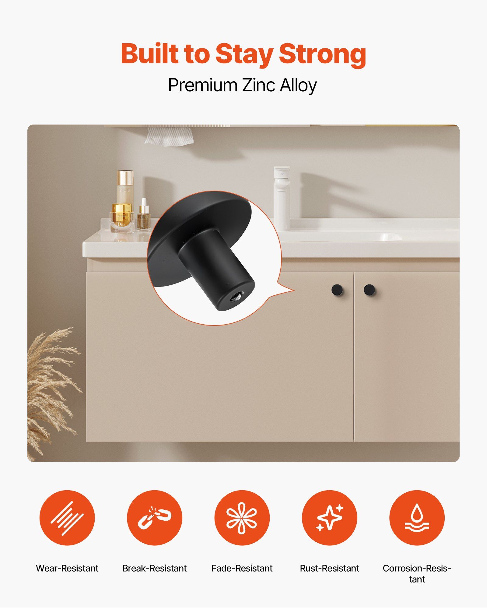 Cabinet Knobs, 10 Pack, 32 mm Black Zinc Alloy Drawer Pulls & Door Handles, Mushroom Kitchen Solid Knobs Dresser Handles, Cupboard Hardware with Screws for Bathroom Closet Cabinets and Drawers - Image 3