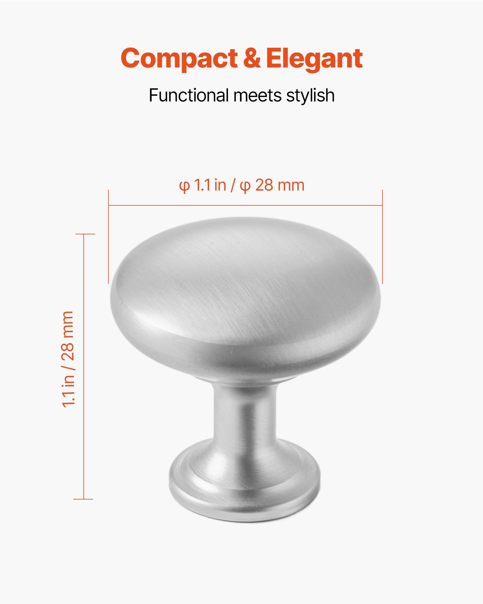 Cabinet Knobs, 25 Pack, 28 mm Zinc Alloy Drawer Pulls Door Handles, Mushroom Kitchen Solid Knobs Dresser Handles, Cupboard Hardware with Screws for Bathroom Closet Cabinets Drawers, Nickel Color - Image 2