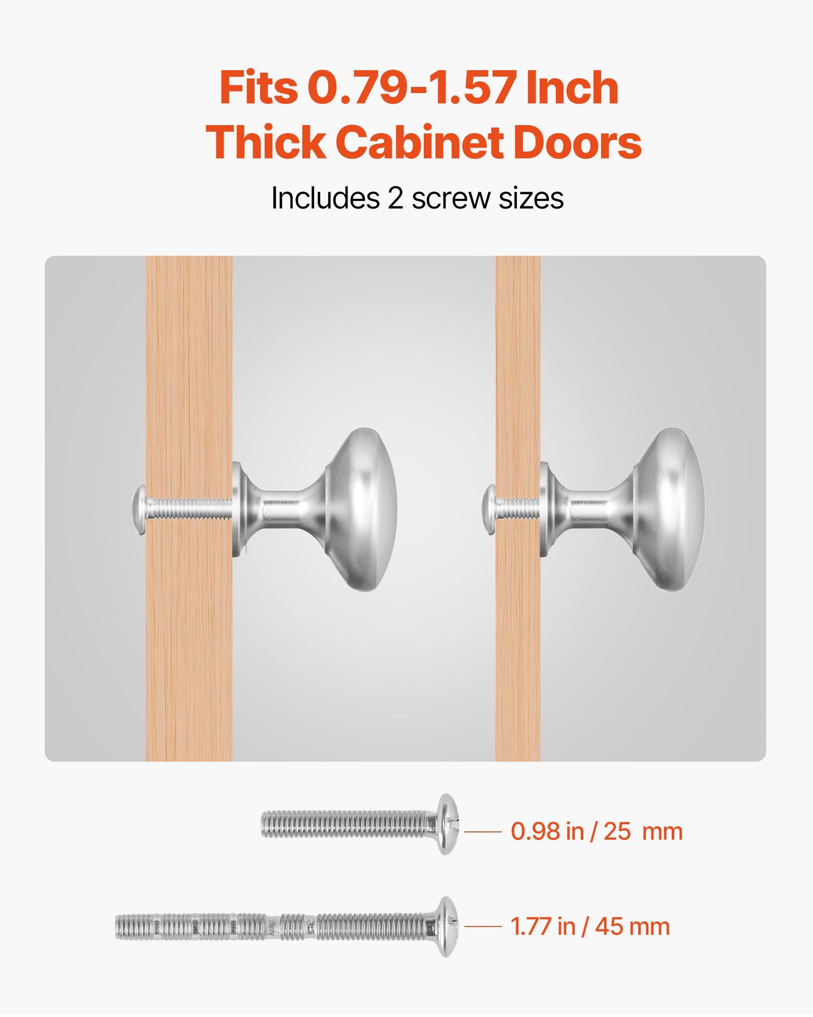 Cabinet Knobs, 25 Pack, 28 mm Zinc Alloy Drawer Pulls Door Handles, Mushroom Kitchen Solid Knobs Dresser Handles, Cupboard Hardware with Screws for Bathroom Closet Cabinets Drawers, Nickel Color - Image 4