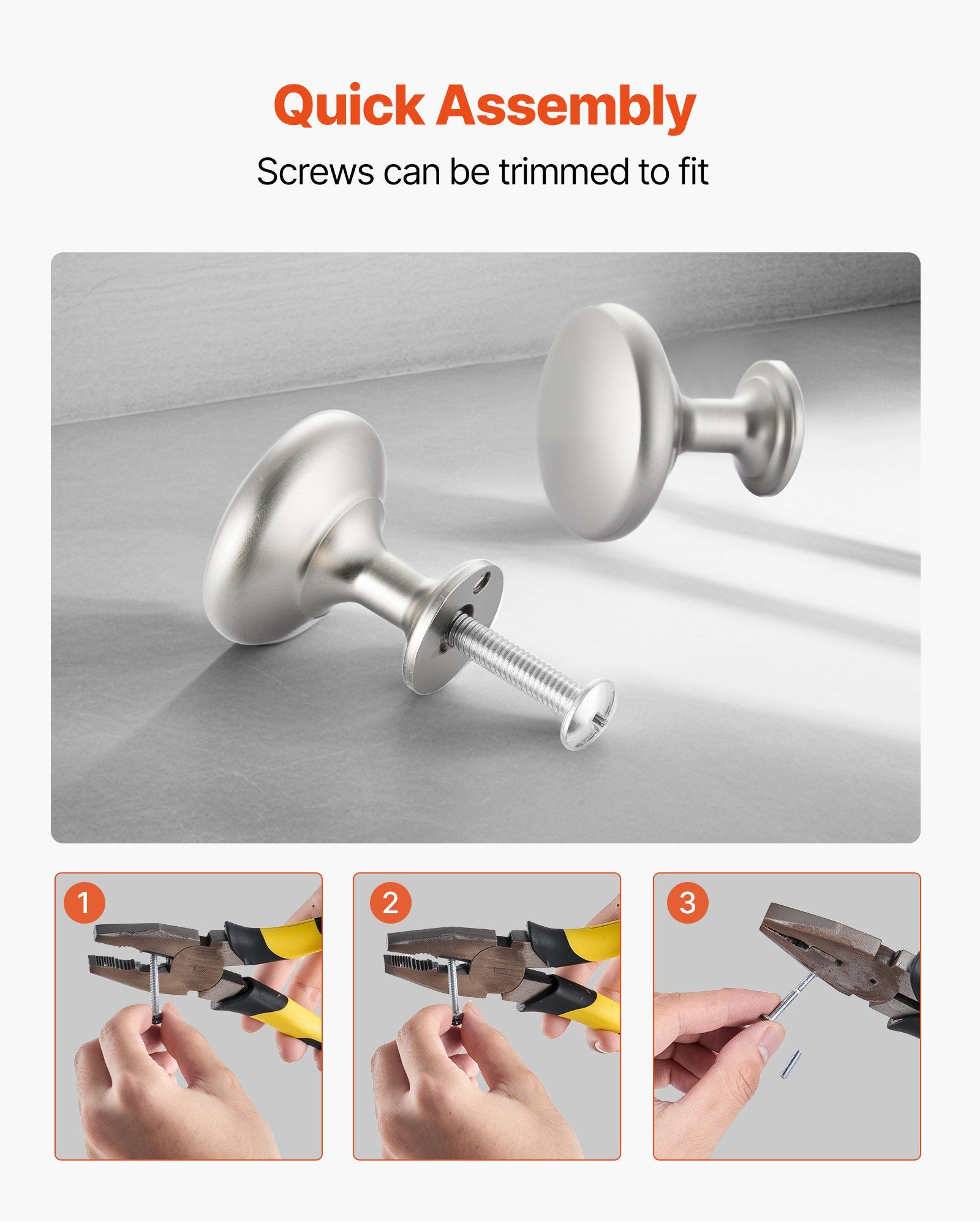Cabinet Knobs, 25 Pack, 28 mm Zinc Alloy Drawer Pulls Door Handles, Mushroom Kitchen Solid Knobs Dresser Handles, Cupboard Hardware with Screws for Bathroom Closet Cabinets Drawers, Nickel Color - Image 5