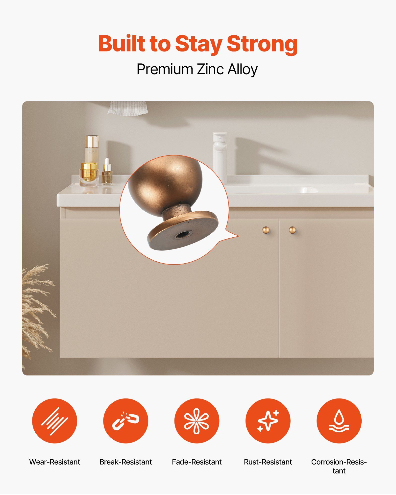 Cabinet Knobs, 12 Pack, 25 mm Zinc Alloy Drawer Pulls Door Handles, Round Kitchen Dresser Solid Knobs Cupboard Hardware with Screws for Bathroom Closet Cabinets Drawers, Antique Brass Color - Image 3