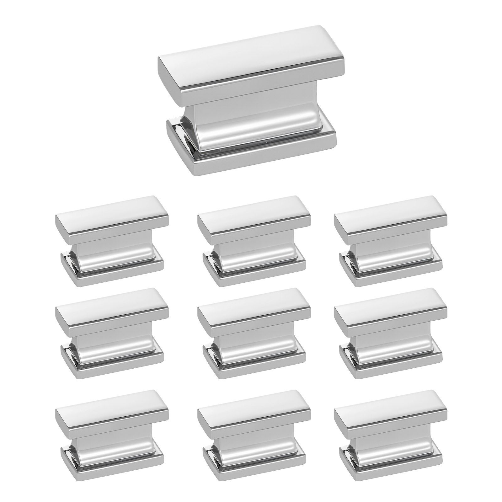 Cabinet Knobs, 10 Pack, 36 mm Zinc Alloy Drawer Pulls Door Handles, Rectangular Kitchen Dresser Solid Knobs, Cupboard Hardware with Screws for Bathroom Closet Cabinets Drawers, Chrome Color - Image 1