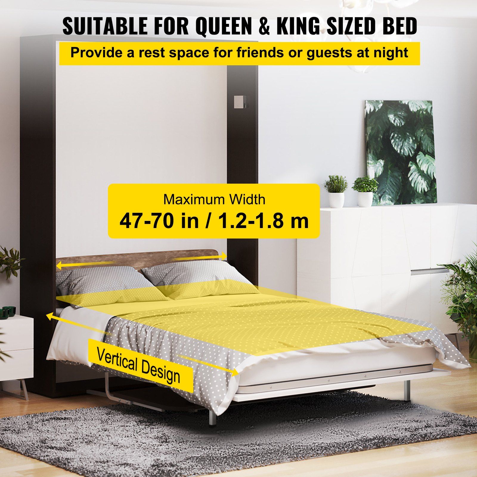 Murphy Mounting Wall Springs Mechanism, Heavy Duty Support Hardware DIY Kit, Bed Springs Mechanism Ideal for King Queen Bed (Vertical), White - Image 4