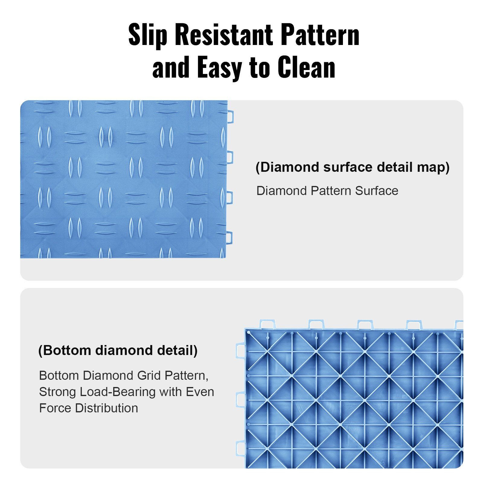 Garage Tiles Interlocking, 305 x 305 x 13.4 mm 50 Pack Garage Floor Covering Tiles, Non-Slip Double-Sided Texture Garage Flooring Tiles, for Garages, Basements, Repair Shops, Blue - Image 4