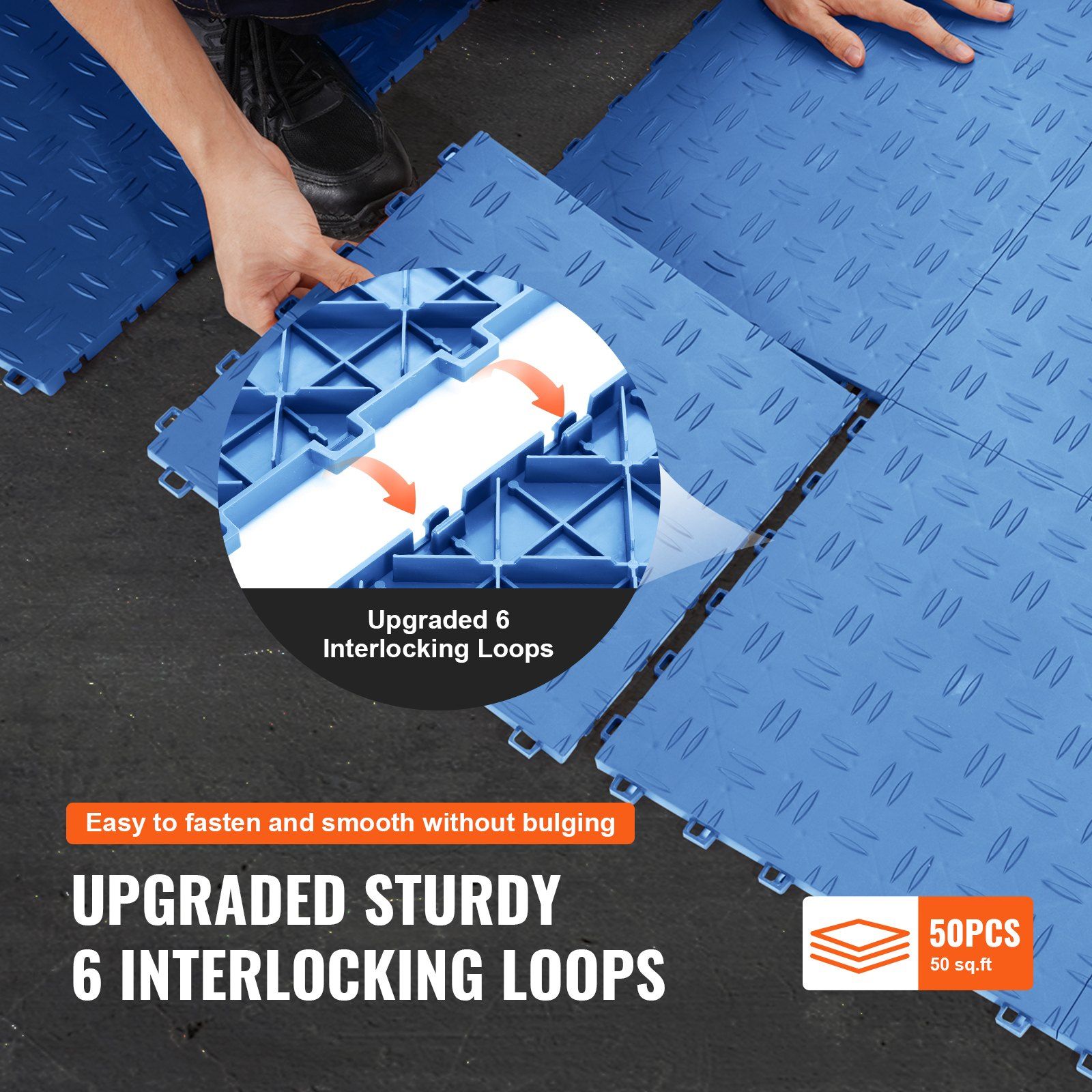 Garage Tiles Interlocking, 305 x 305 x 13.4 mm 50 Pack Garage Floor Covering Tiles, Non-Slip Double-Sided Texture Garage Flooring Tiles, for Garages, Basements, Repair Shops, Blue - Image 6
