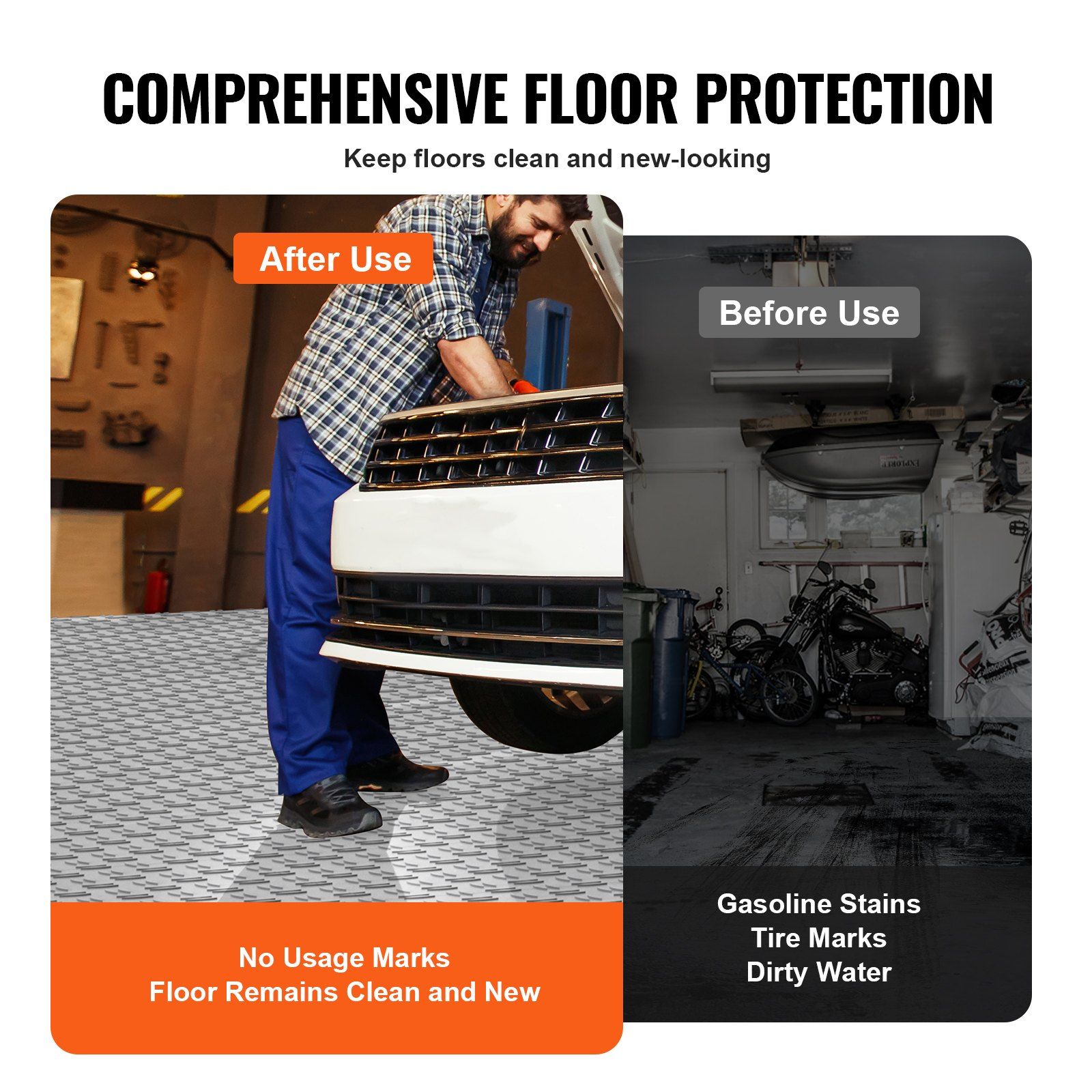 Garage Tiles Interlocking, 305 x 305 x 13.4 mm 25 Pack Garage Floor Covering Tiles, Non-Slip Double-Sided Texture Garage Flooring Tiles, for Garages, Basements, Repair Shops, Silver - Image 5