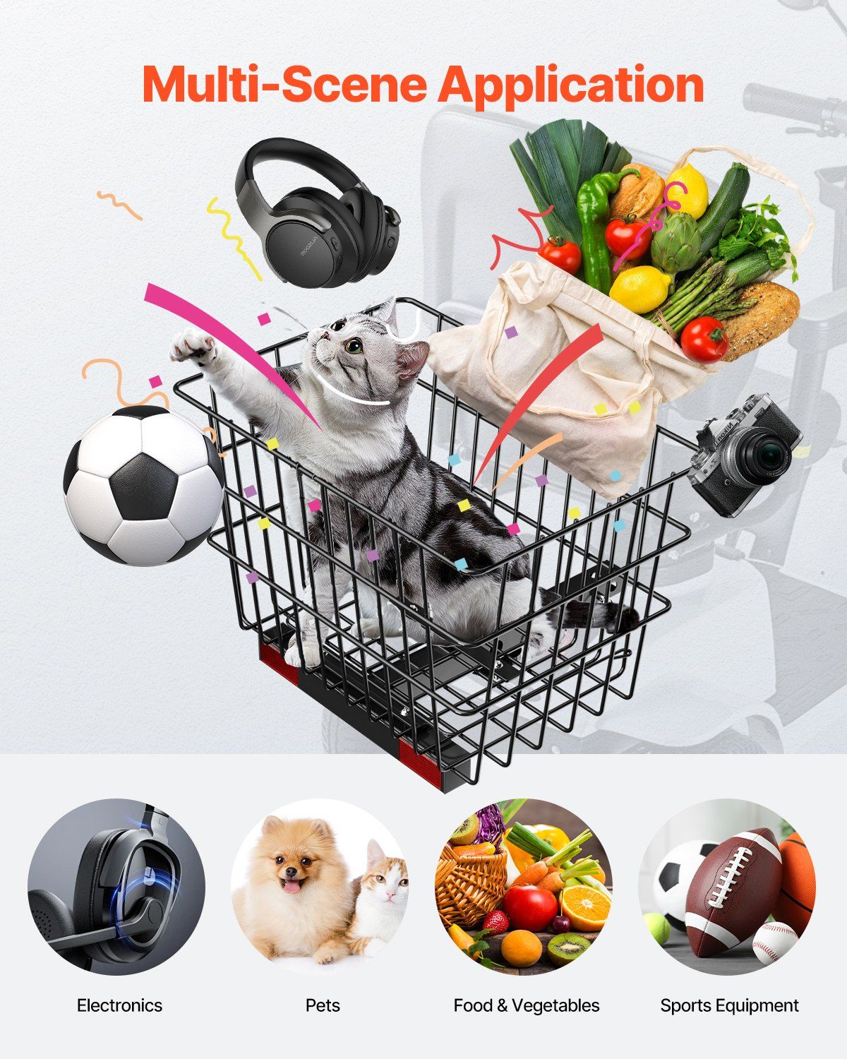 Scooter Rear Basket, Heavy Duty Metal Wire Basket with Handle, Spacious Cargo Basket, Works with 1-inch Receiver, Compatible with Most Golden, Drive & Pride Mobility Scooter - Image 4