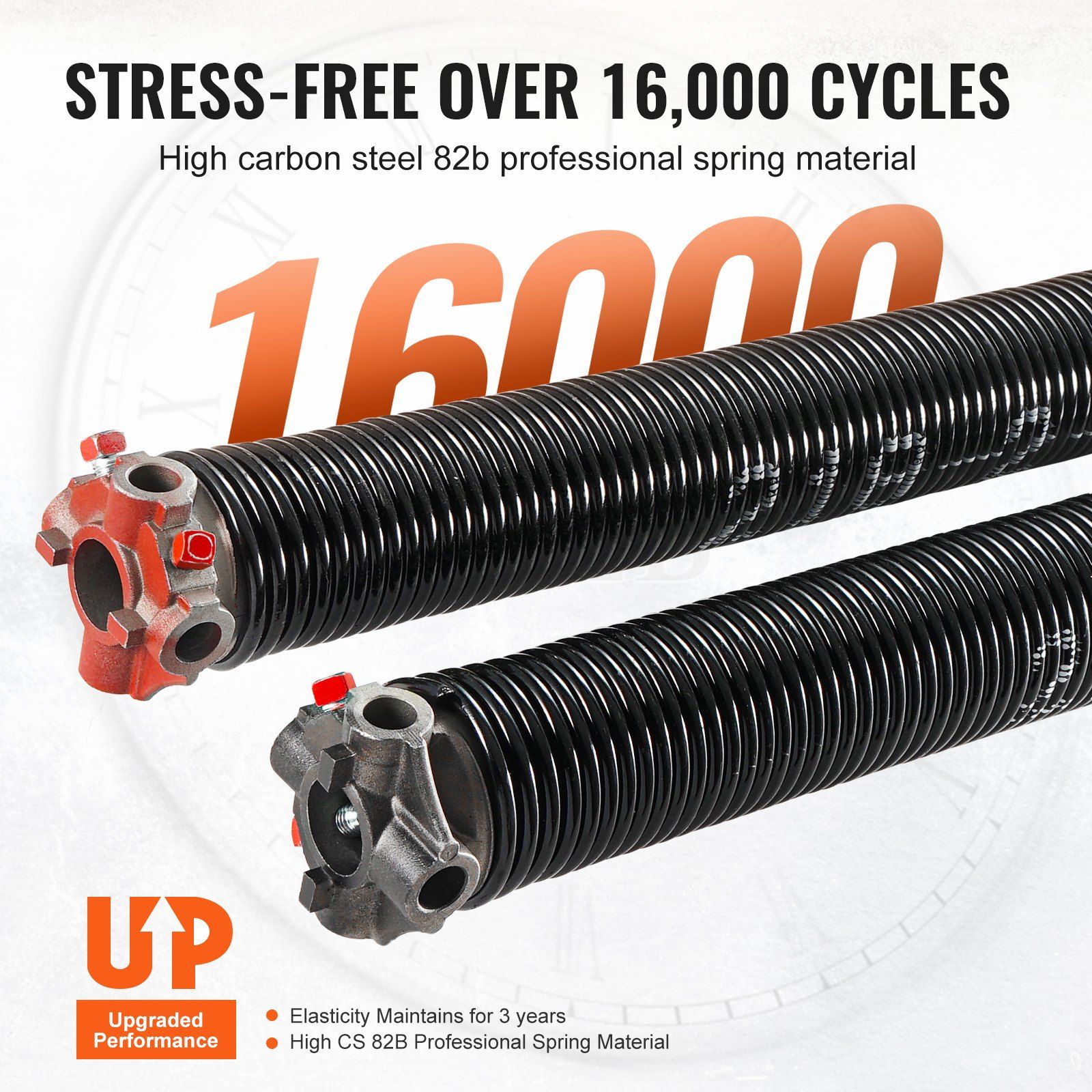 Garage Door Torsion Springs, Pair of 5.54 x 50.8 x 610 mm, 16000 Cycles, Garage Door Springs with Non-Slip Winding Bars, Gloves and Mounting Wrench, Electrophoresis Coated for Replacement - Image 4