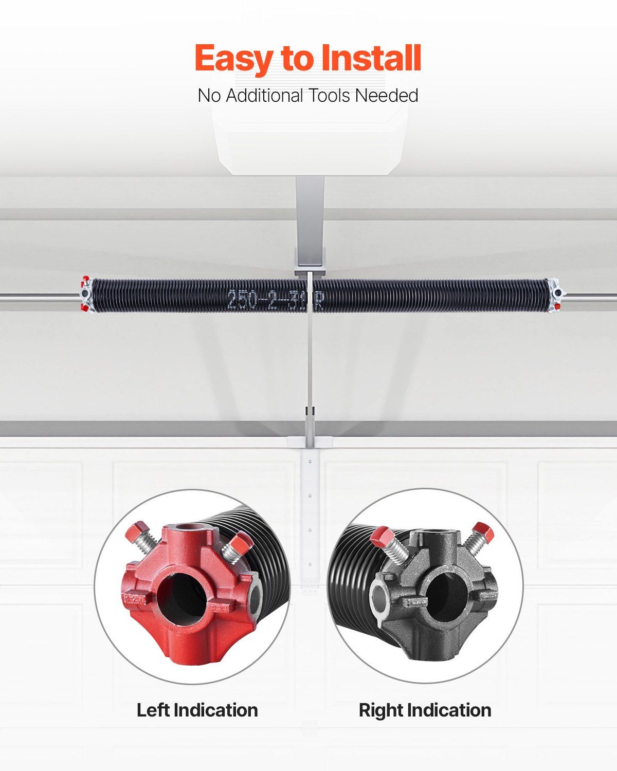 Garage Door Torsion Springs, Pair of 6.35 x 50.8 x 787 mmn, 16000 Cycles, Electrophoresis Black Coated for Replacement, Garage Door Springs with Non-Slip Winding Bars, Gloves and Mounting Wrench - Image 5