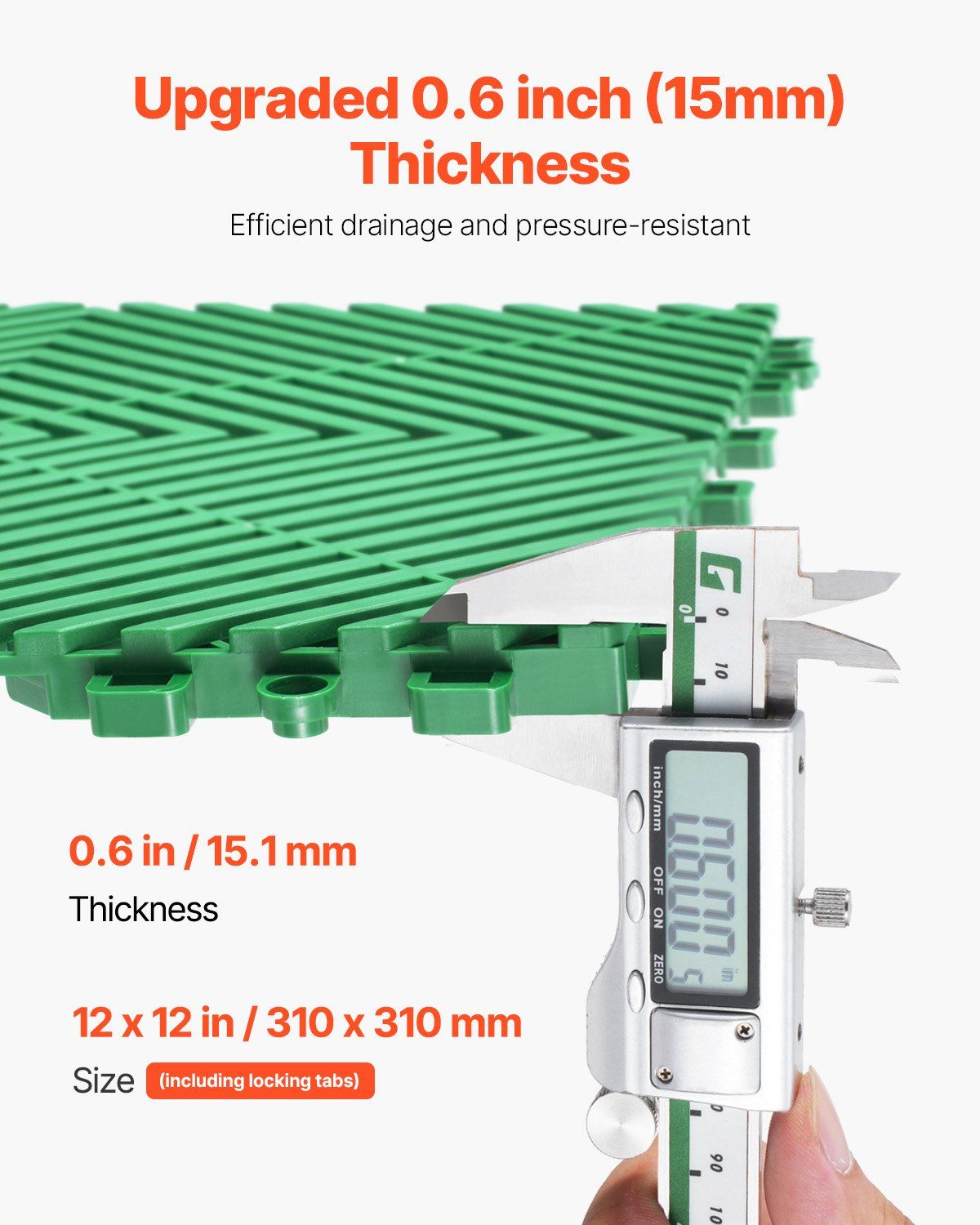 Interlocking Drainage Mat, 50 Pcs Modular Interlocking Cushion, 31 x 31 cm Splicing Drainage Mats, Non-Slip Green PP Drainage Floor Tile and Shower Mat, for Garage, Garden, Kitchen & Outdoor - Image 3