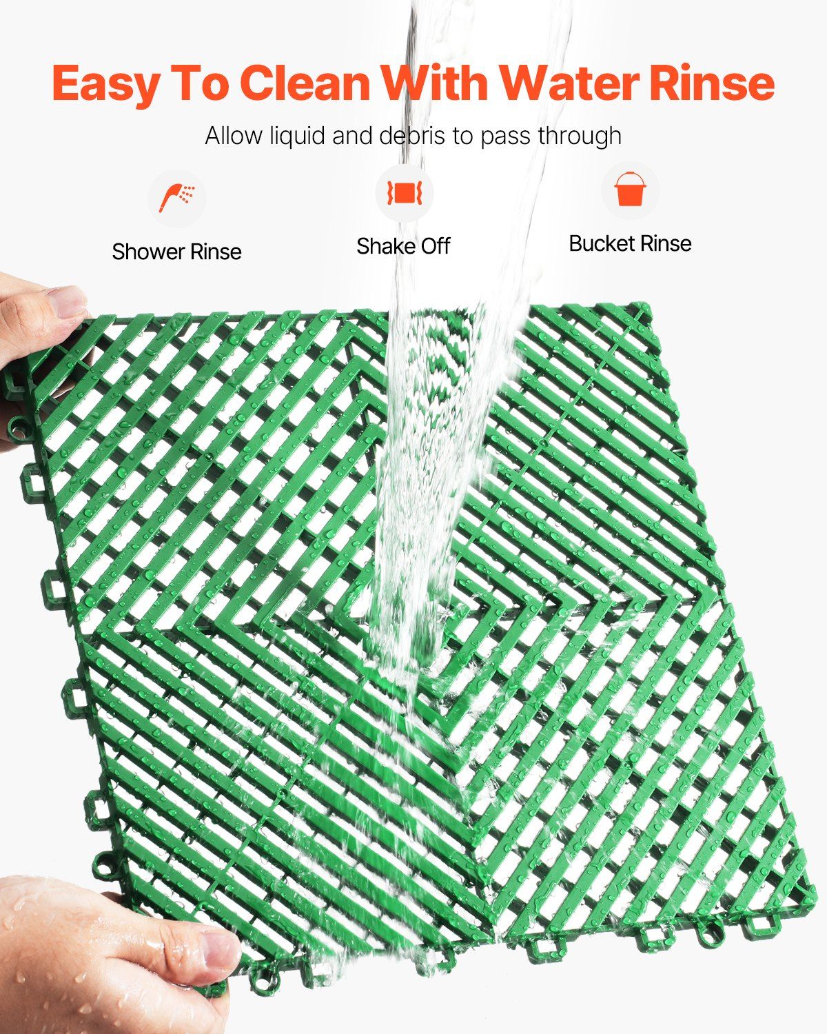 Interlocking Drainage Mat, 50 Pcs Modular Interlocking Cushion, 31 x 31 cm Splicing Drainage Mats, Non-Slip Green PP Drainage Floor Tile and Shower Mat, for Garage, Garden, Kitchen & Outdoor - Image 4