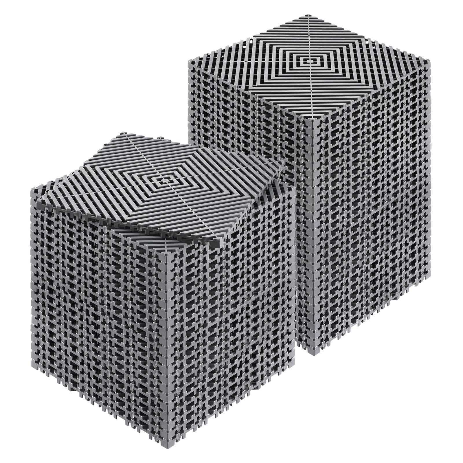 Interlocking Drainage Mat, 31 x 31 cm Modular Interlocking Cushion, 50 Pcs Splicing Drainage Mats, Non-Slip Gray PP Drainage Floor Tile and Shower Mat, for Garage, Garden, Kitchen & Outdoor - Image 1