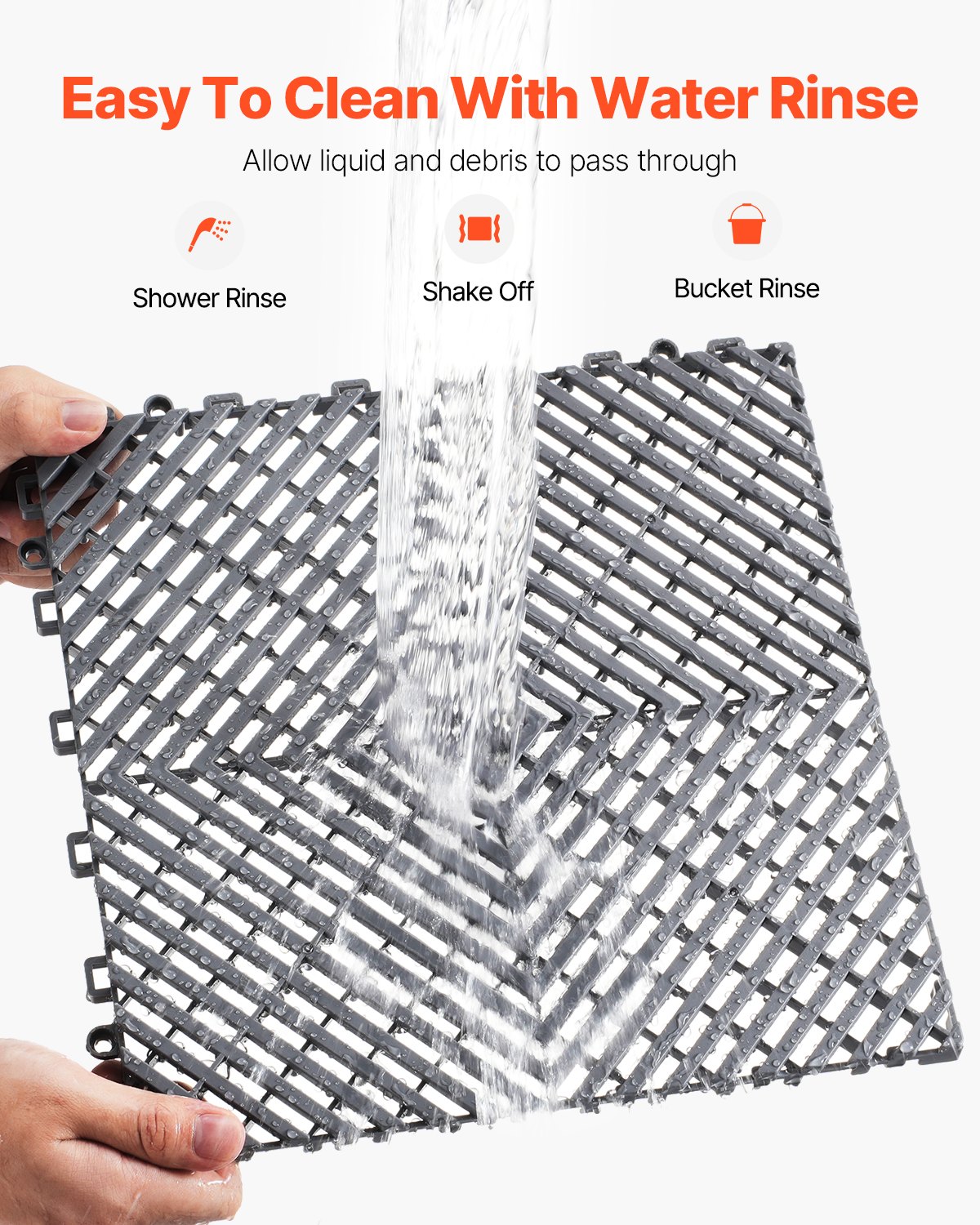 Interlocking Drainage Mat, 31 x 31 cm Modular Interlocking Cushion, 50 Pcs Splicing Drainage Mats, Non-Slip Gray PP Drainage Floor Tile and Shower Mat, for Garage, Garden, Kitchen & Outdoor - Image 4