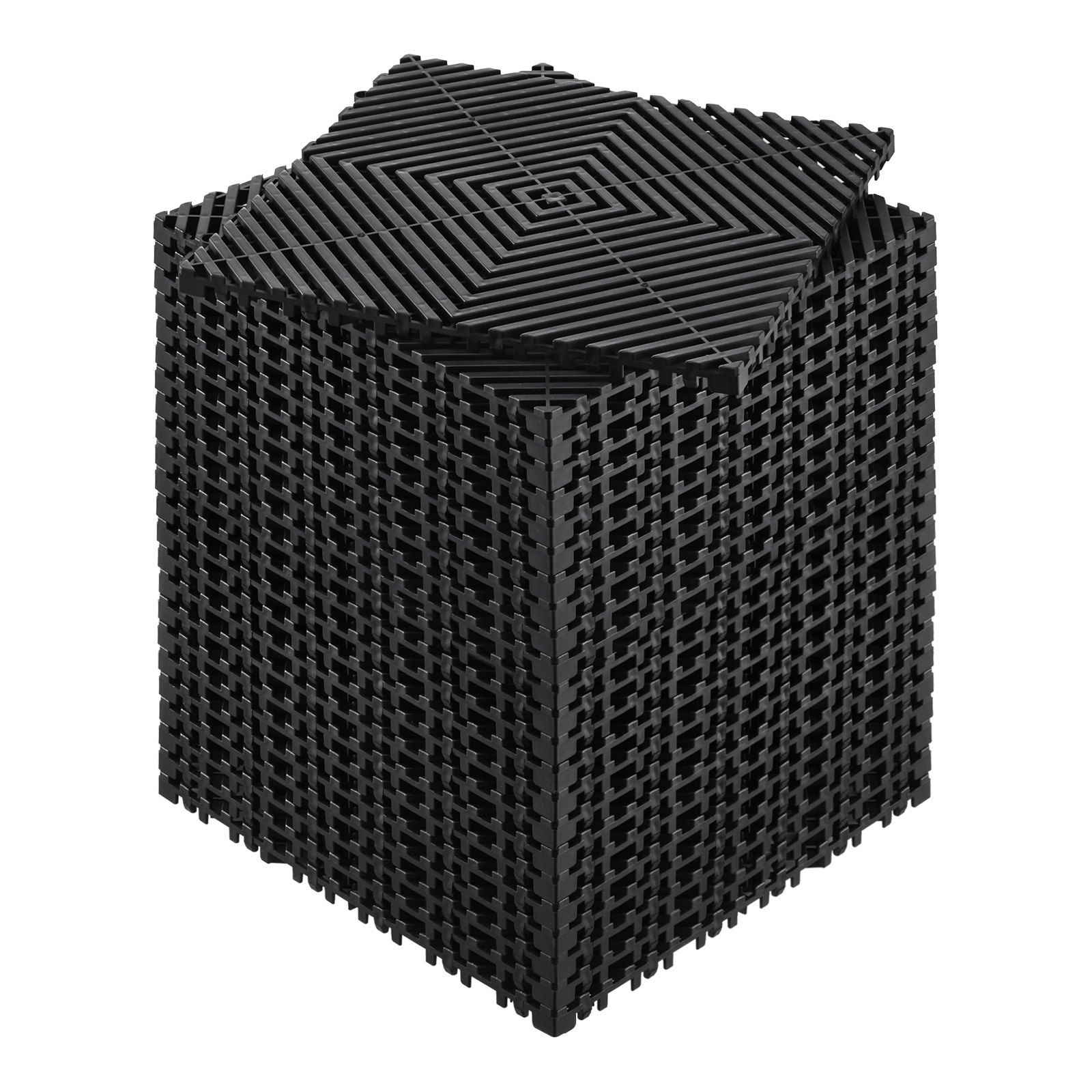 Interlocking Drainage Mat, 31 x 31 cm Modular Interlocking Cushion, 24 Pcs Splicing Drainage Mats, Non-Slip Black PP Drainage Floor Tile and Shower Mat, for Garage, Garden, Kitchen & Outdoor - Image 1