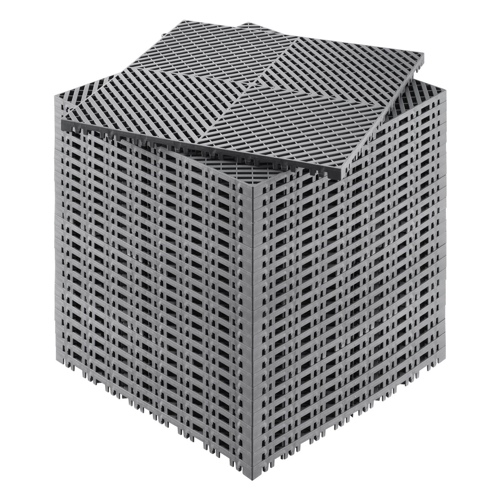 Interlocking Drainage Mat, 41.5 x 41.5 cm Modular Interlocking Cushion, 24 Pcs Splicing Drainage Mats, PP Non-Slip Drainage Floor Tile and Shower Mat, for Garage, Garden, Kitchen & Outdoor - Image 1