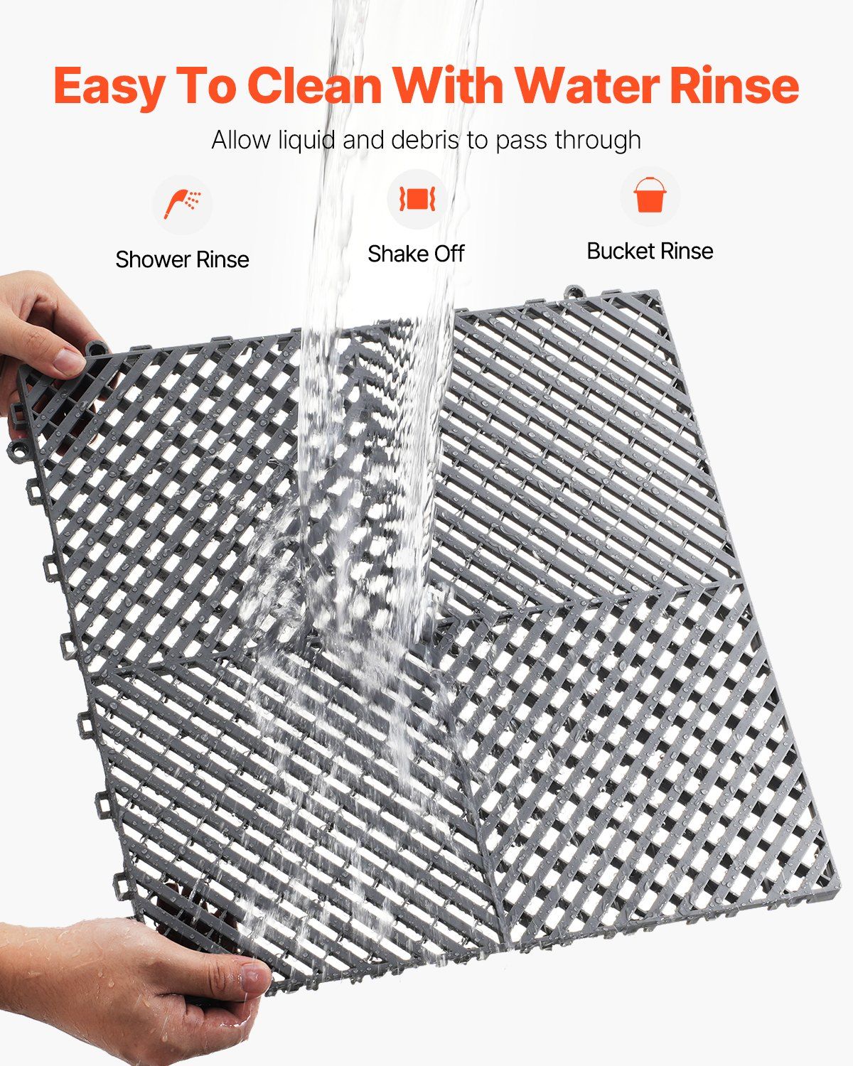 Interlocking Drainage Mat, 41.5 x 41.5 cm Modular Interlocking Cushion, 24 Pcs Splicing Drainage Mats, PP Non-Slip Drainage Floor Tile and Shower Mat, for Garage, Garden, Kitchen & Outdoor - Image 4