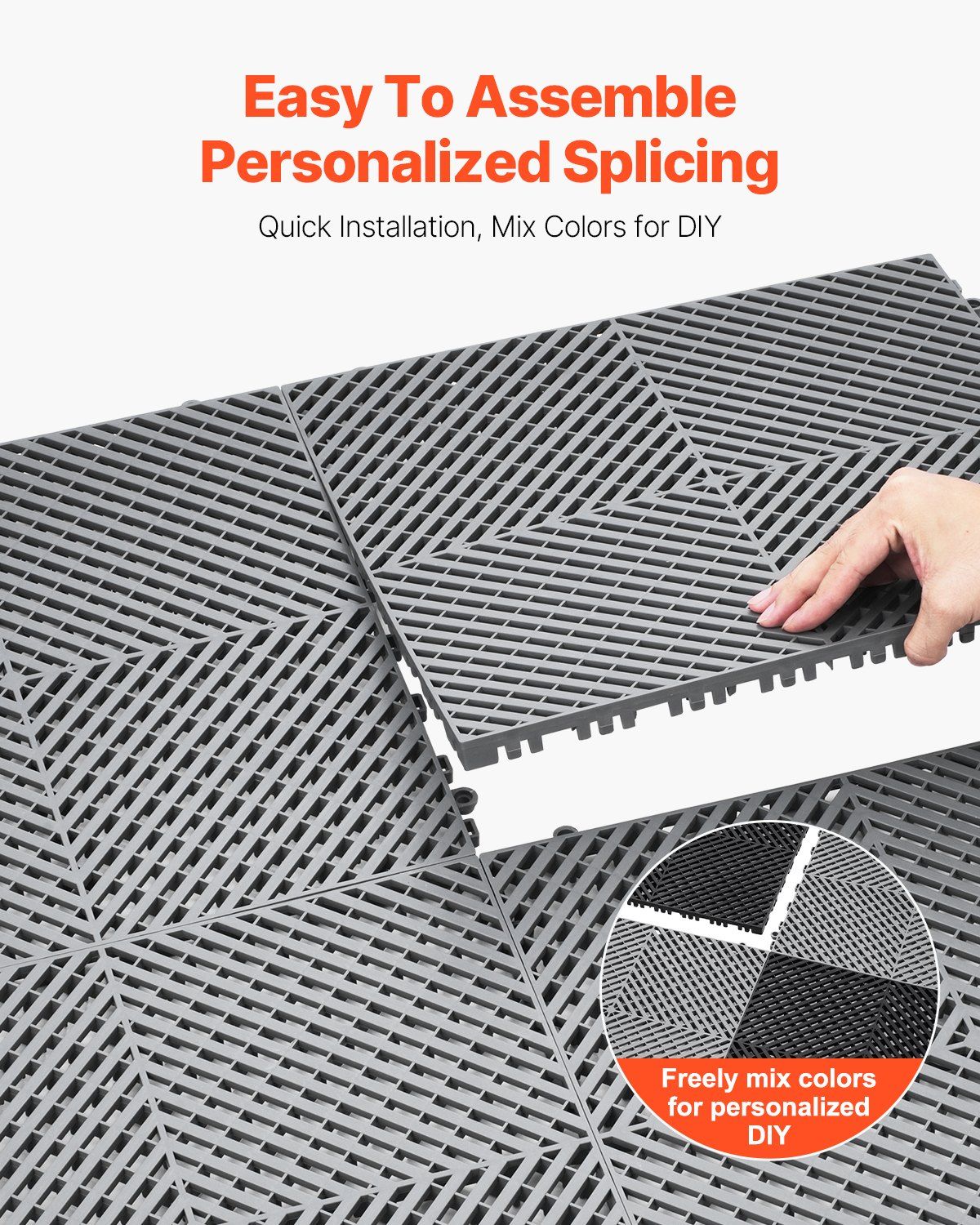Interlocking Drainage Mat, 41.5 x 41.5 cm Modular Interlocking Cushion, 24 Pcs Splicing Drainage Mats, PP Non-Slip Drainage Floor Tile and Shower Mat, for Garage, Garden, Kitchen & Outdoor - Image 5