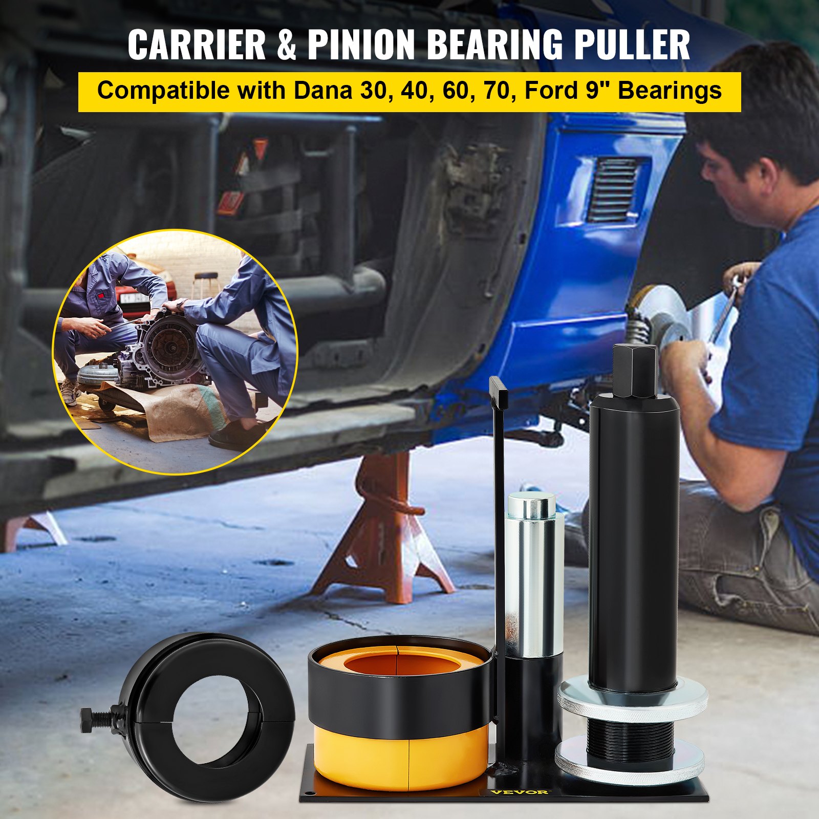 Carrier & Pinion Bearing Puller, Compatible with Dana 30, 40, 60, 70, Ford 9\
