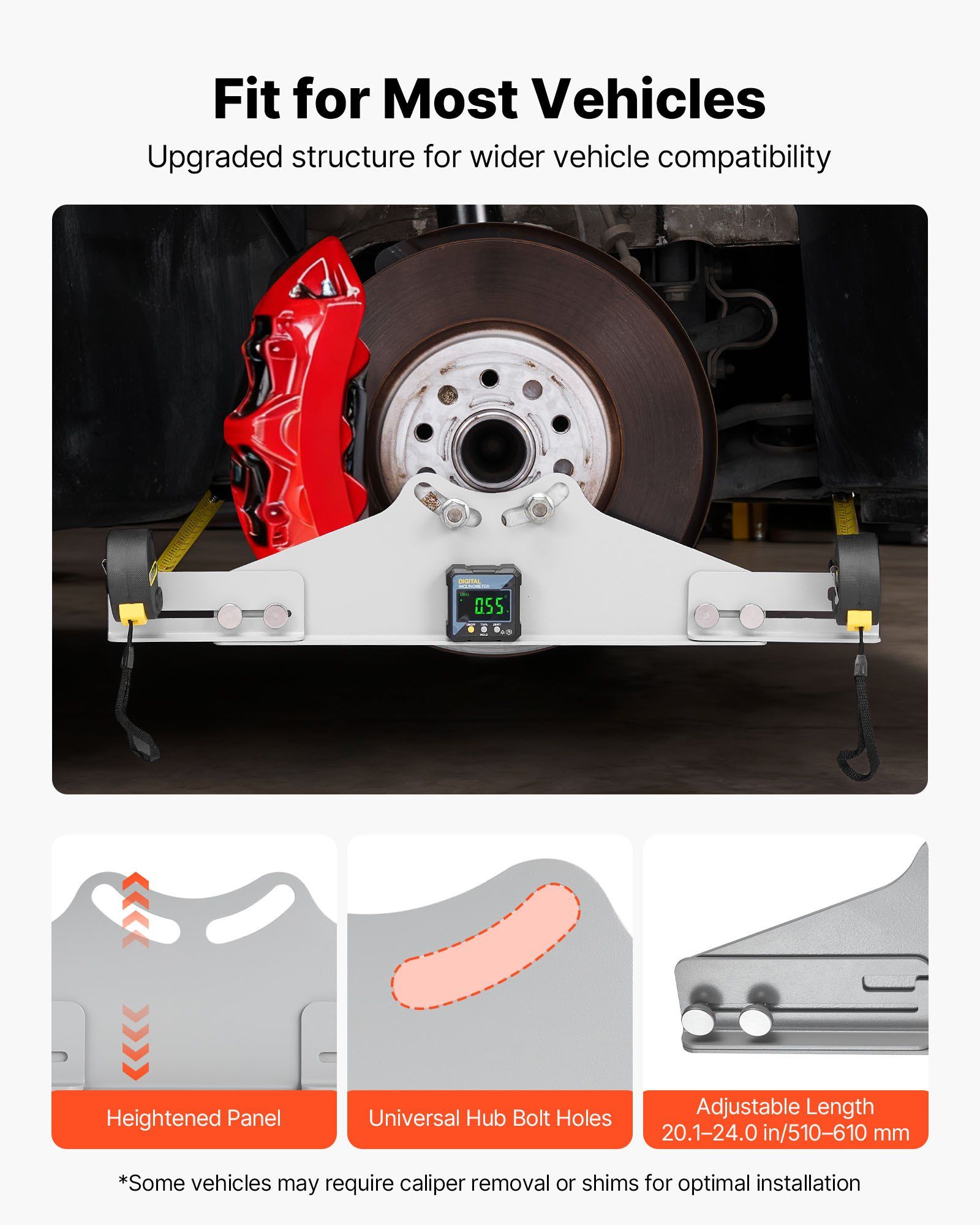Wheel Alignment Tool, 2 PCS Carbon Steel Heavy Duty Toe & Camber Alignment Plates with Digital Angle Finder, 2 Measuring Tapes, Accurate Automotive Wheel Tools for Home Use, Fits Car Truck SUV - Image 2