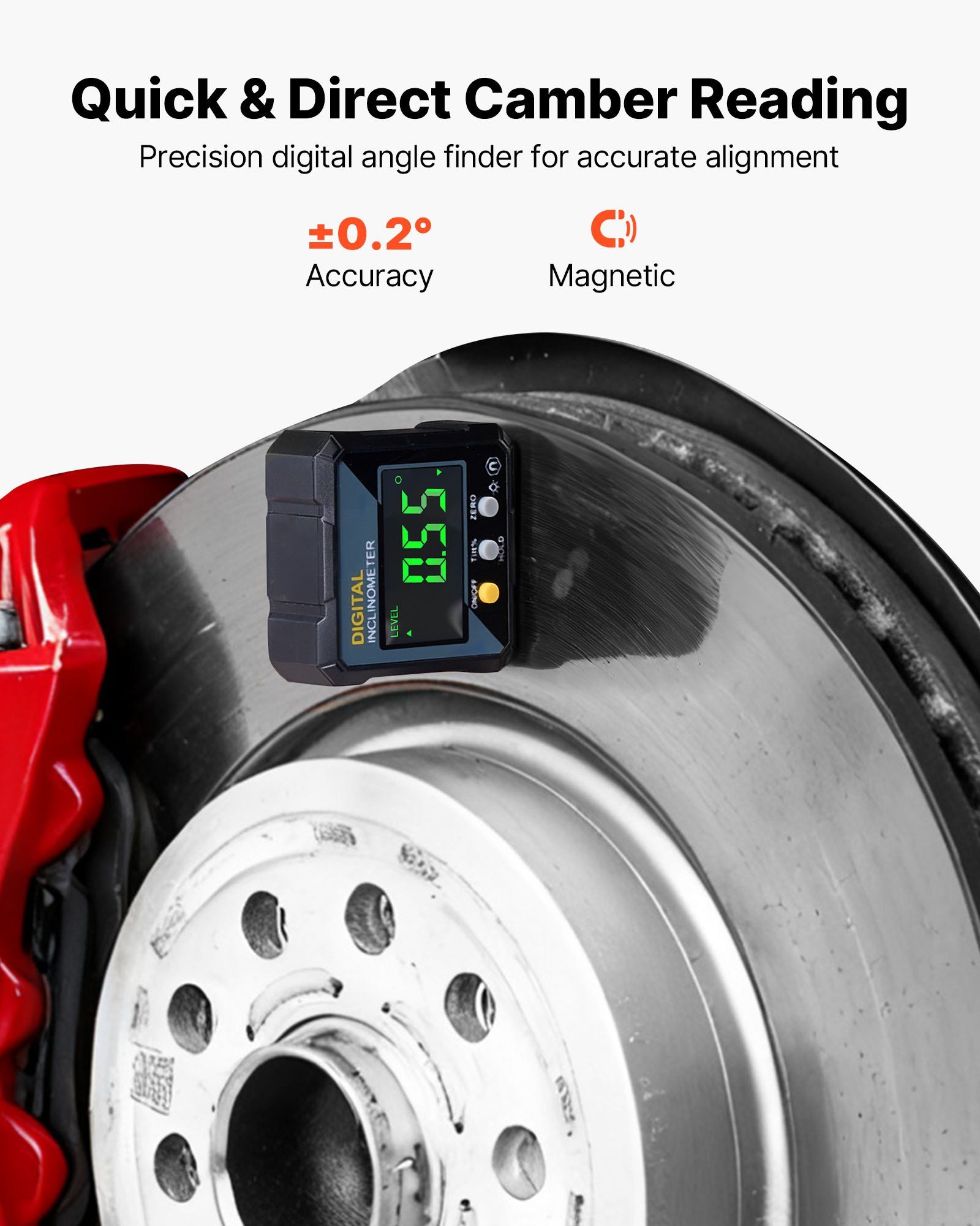 Wheel Alignment Tool, 2 PCS Carbon Steel Heavy Duty Toe & Camber Alignment Plates with Digital Angle Finder, 2 Measuring Tapes, Accurate Automotive Wheel Tools for Home Use, Fits Car Truck SUV - Image 3