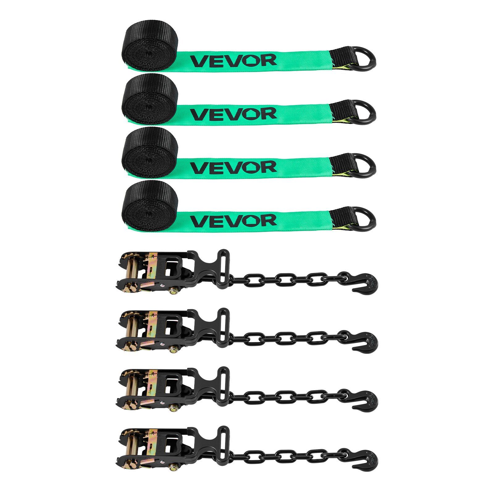 Wheel Chock Tie-Down Kit, Tire-Style Tow Dolly Strap, Car Tie Down Kit with Heavy-Duty Hook, Break Strength 4540 kg & Working Load 1512 kg Motorcycle Tie-Down System for ATV, SUV, Trailer - Image 1