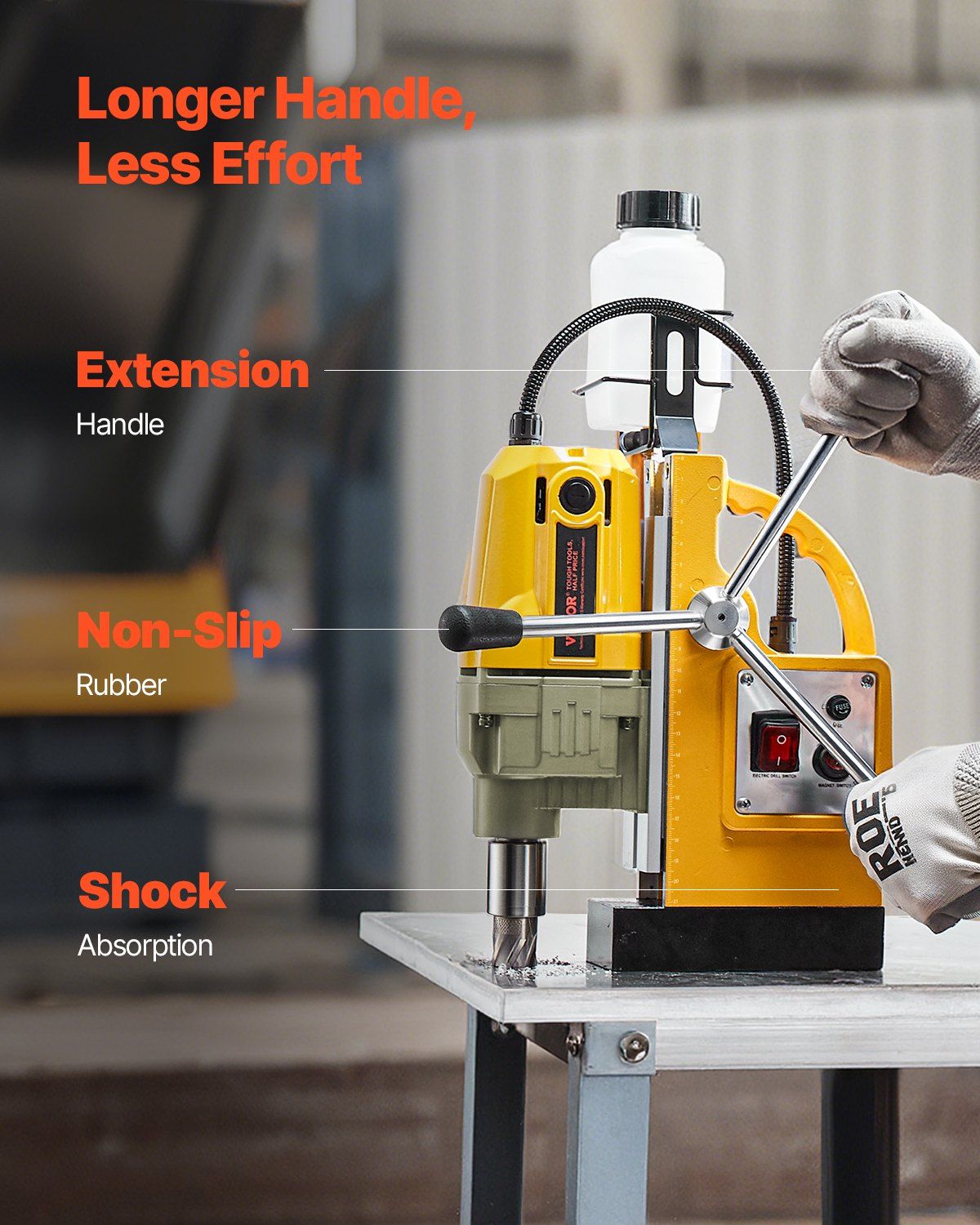 Magnetic Drill, 1400W Motor 1.6 in Boring Diameter, 2810 lbf Portable Electric Mag Drill Press, 800 RPM No-Load Speed, Drilling Machine for Metal Surface, Industrial and Home Improvement - Image 6