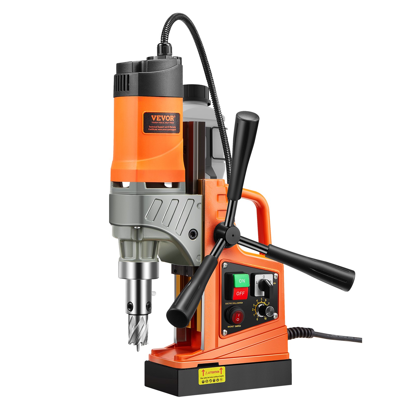 Magnetic Drill, 1450W Motor 1.6 in Boring Diameter, 2810 lbf Portable Electric Mag Drill Press, with 2 Coring Bits, Variable Speed, Drilling Machine for Metal Surface, Home Improvement Industry - Image 1