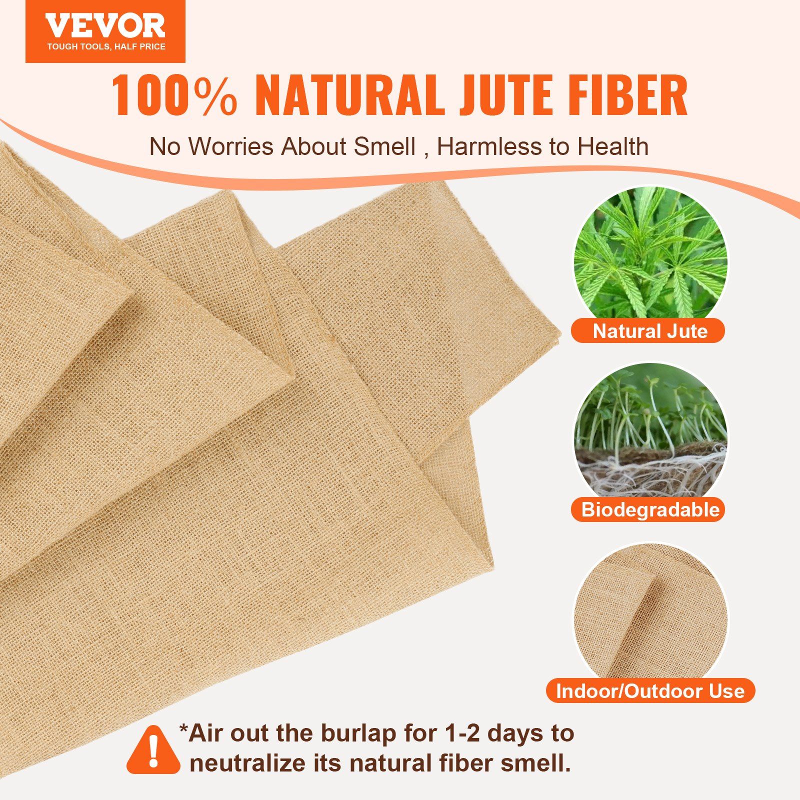 Burlap Fabric Roll, 355 mm x 45.7 m & 50 x 50 Density Wide Natural Burlap Fabric Rolls, Jute Fabric Burlap Tree Wrap Roll, for Decor, Crafts, Wedding, Gardening, Plant & Tree Winter Covering - Image 2