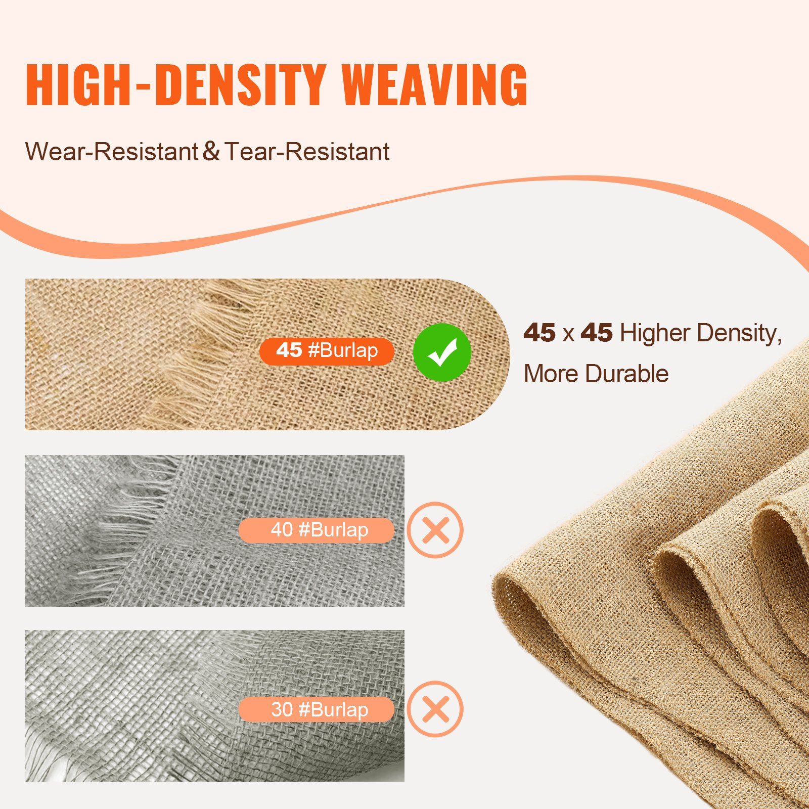 Burlap Fabric Roll, 355 mm x 45.7 m & 50 x 50 Density Wide Natural Burlap Fabric Rolls, Jute Fabric Burlap Tree Wrap Roll, for Decor, Crafts, Wedding, Gardening, Plant & Tree Winter Covering - Image 3