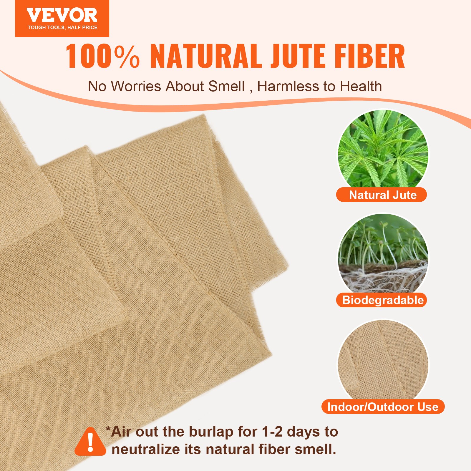 Burlap Fabric Roll, 1016 mm x 22.86 m & 50 x 50 Density Wide Natural Burlap Fabric Rolls, Jute Fabric Burlap Tree Wrap Roll, for Decor, Crafts, Wedding, Gardening, Plant & Tree Winter Covering - Image 2