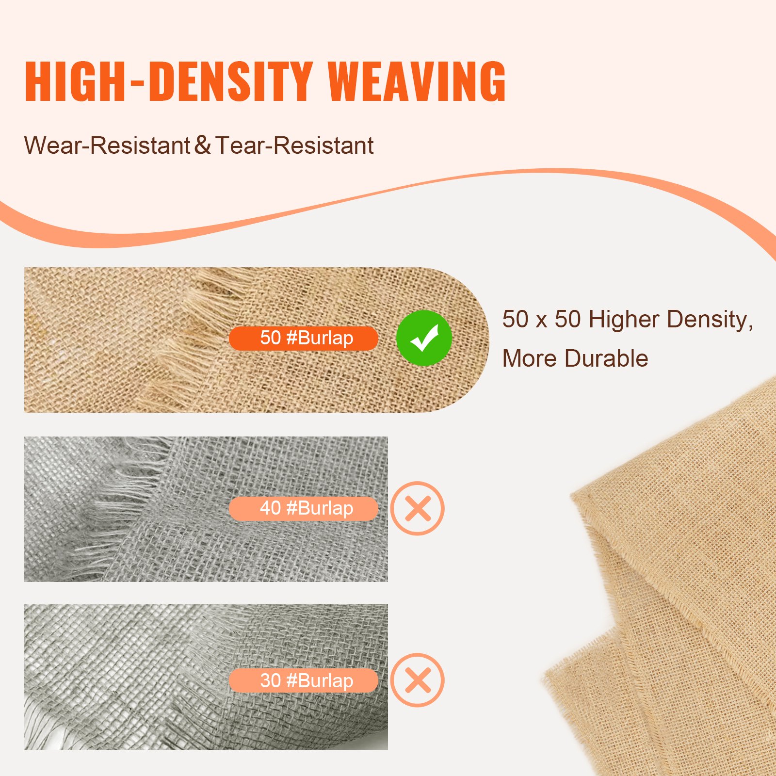 Burlap Fabric Roll, 1016 mm x 22.86 m & 50 x 50 Density Wide Natural Burlap Fabric Rolls, Jute Fabric Burlap Tree Wrap Roll, for Decor, Crafts, Wedding, Gardening, Plant & Tree Winter Covering - Image 3