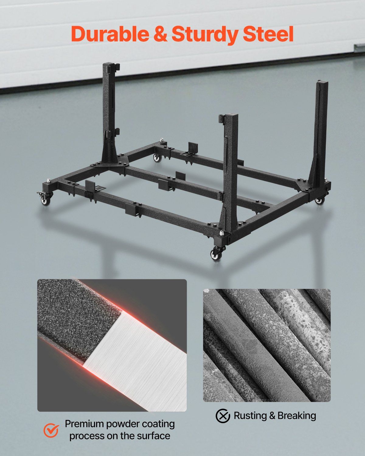Jeep Door Storage Cart, 4 Doors Moveable Storage Cart Rack with Thickened Rubber Cushion, Sturdy Car Door Holder Cart Fit for Jeep Wrangler JK JKU JL Gladiator - Image 6