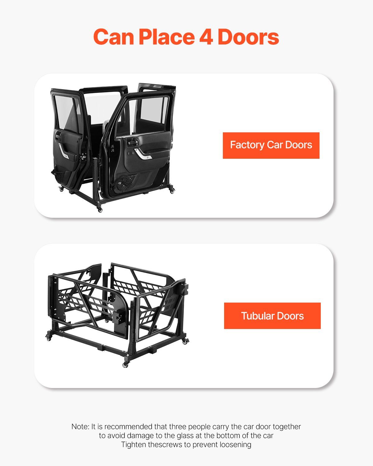 Jeep Door Storage Cart, 4 Doors Moveable Storage Cart Rack with Thickened Rubber Cushion, Sturdy Car Door Holder Cart Fit for Jeep Wrangler JK JL/Gladiator JT 2007- 2023 JK JL / Gladiator JT - Image 3
