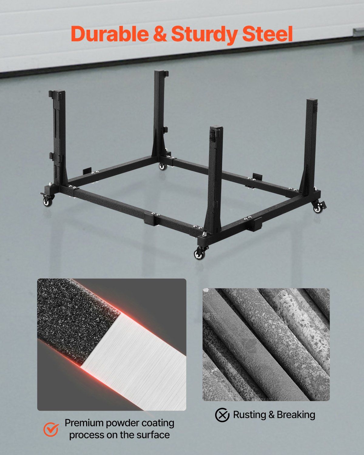 Jeep Door Storage Cart, 4 Doors Moveable Storage Cart Rack with Thickened Rubber Cushion, Sturdy Car Door Holder Cart Fit for Jeep Wrangler JK JL/Gladiator JT 2007- 2023 JK JL / Gladiator JT - Image 6
