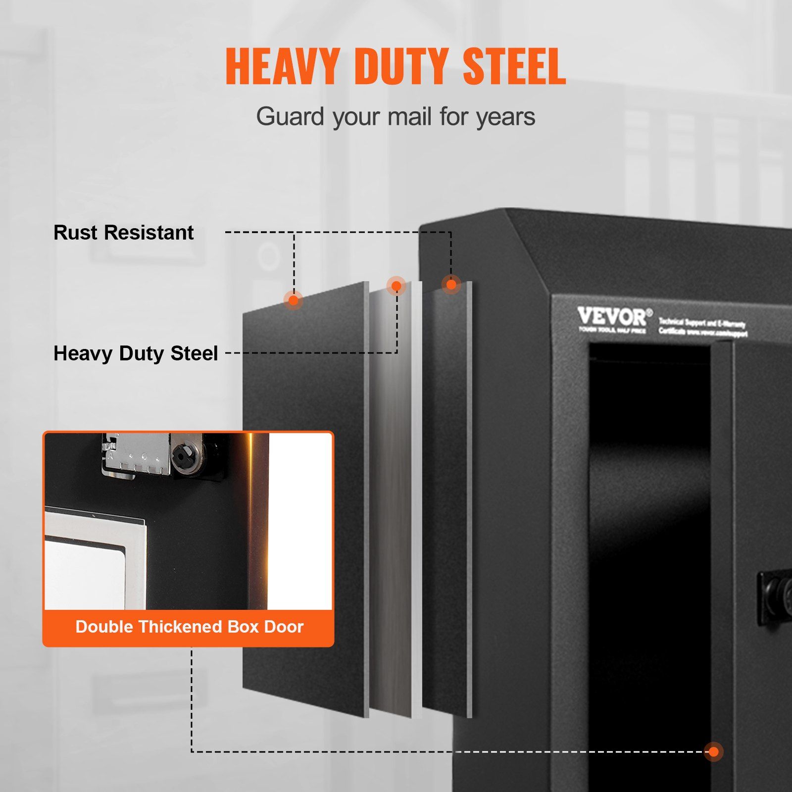 Through The Door Key Drop Box, Heavy Duty Steel Through the Door Mailbox with 12