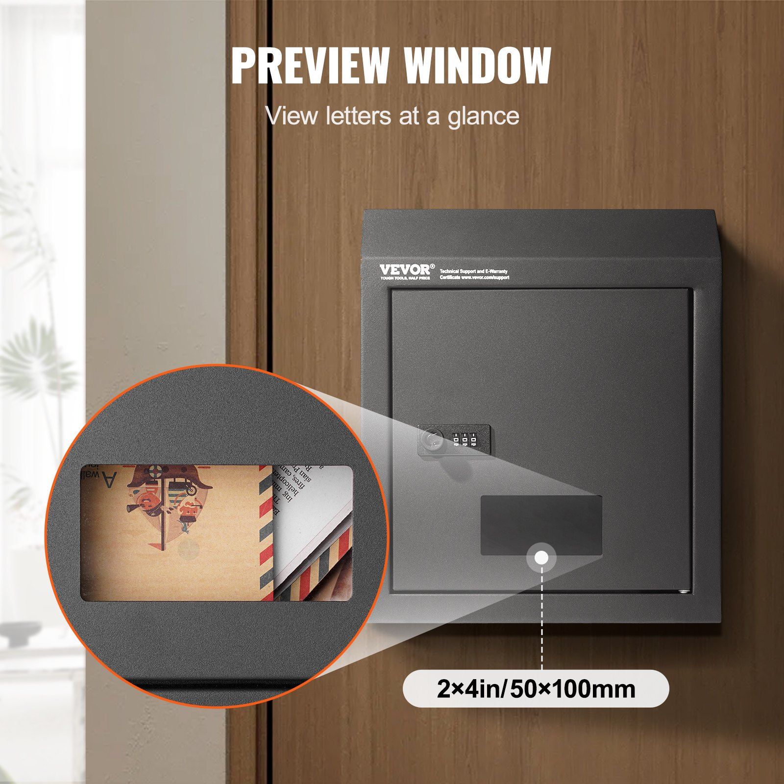 Through The Door Key Drop Box, Heavy Duty Steel Through the Door Mailbox with 12